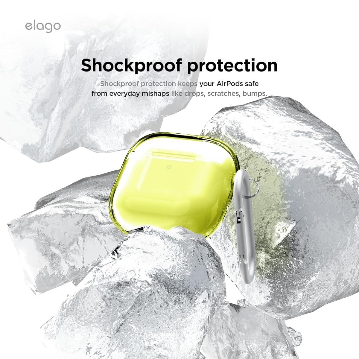 KA-Elago AirPods4 Clear Hang case-Neon Yellow EAP4CL-HANG-NYE