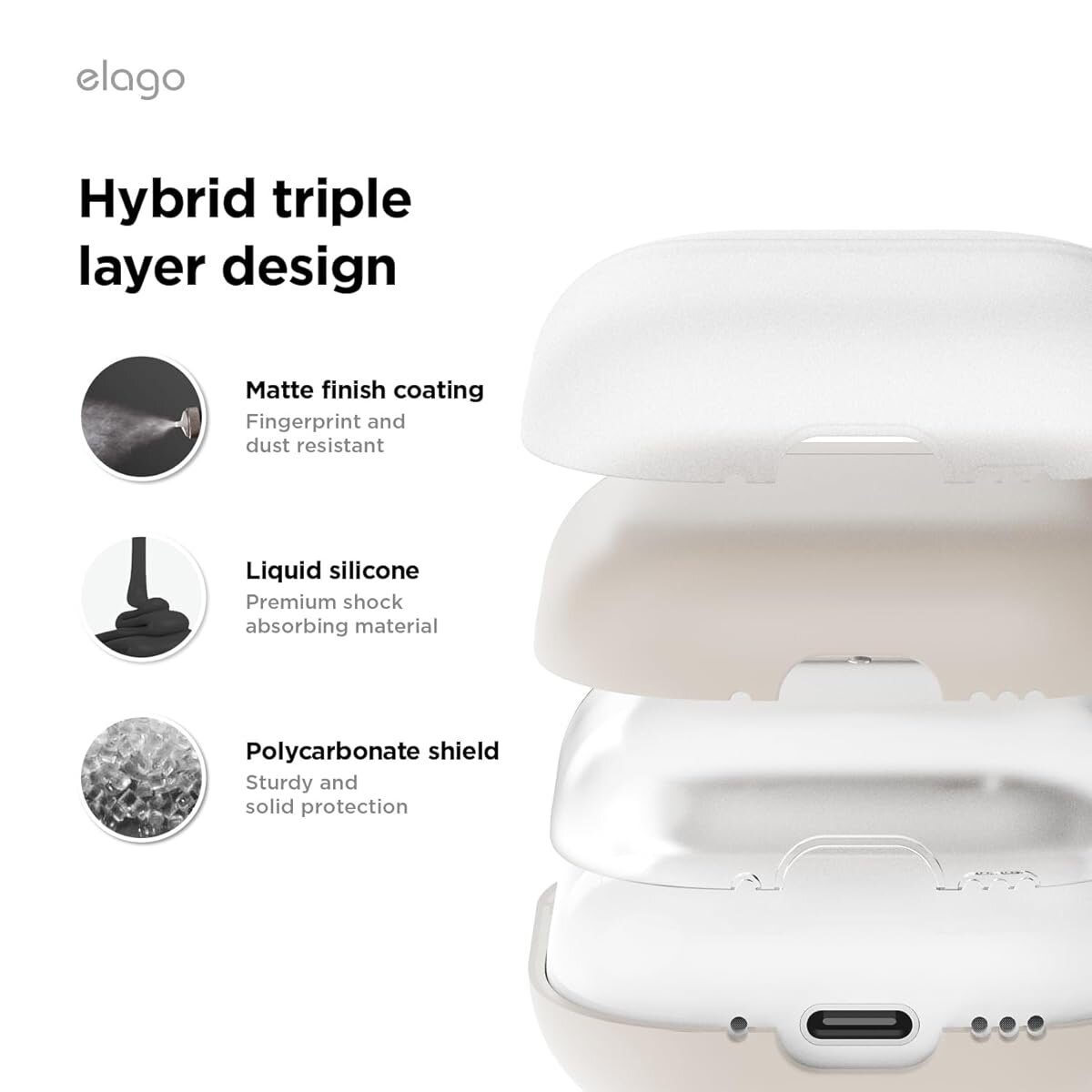 Elago AirPods 4 Sıvı Silikon Basic Kılıf - Taş Rengi EAP4RH-ST