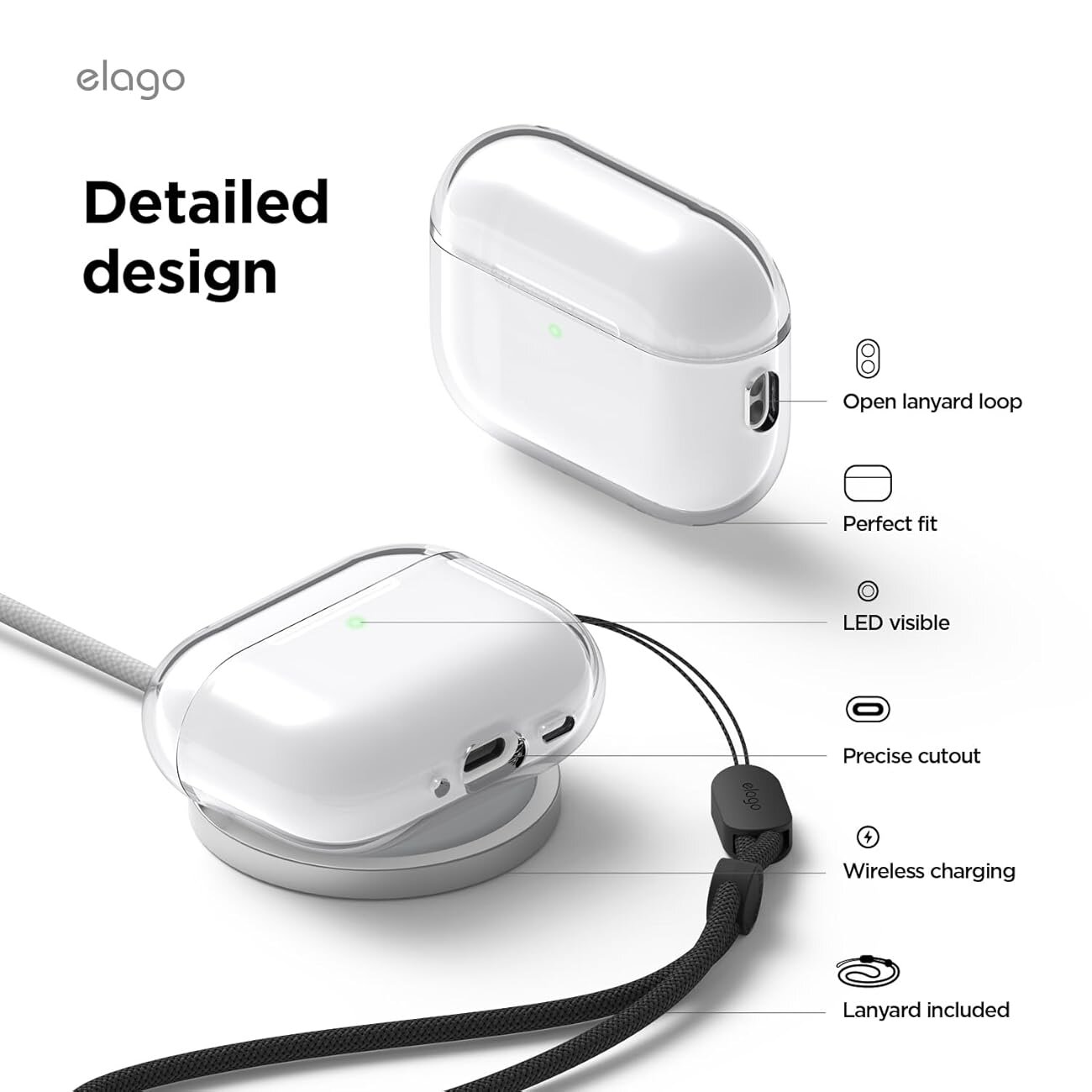 Elago AirPods Pro 3 Şeffaf Kayışlı Kılıf EAPP3CL-STRAP-TR