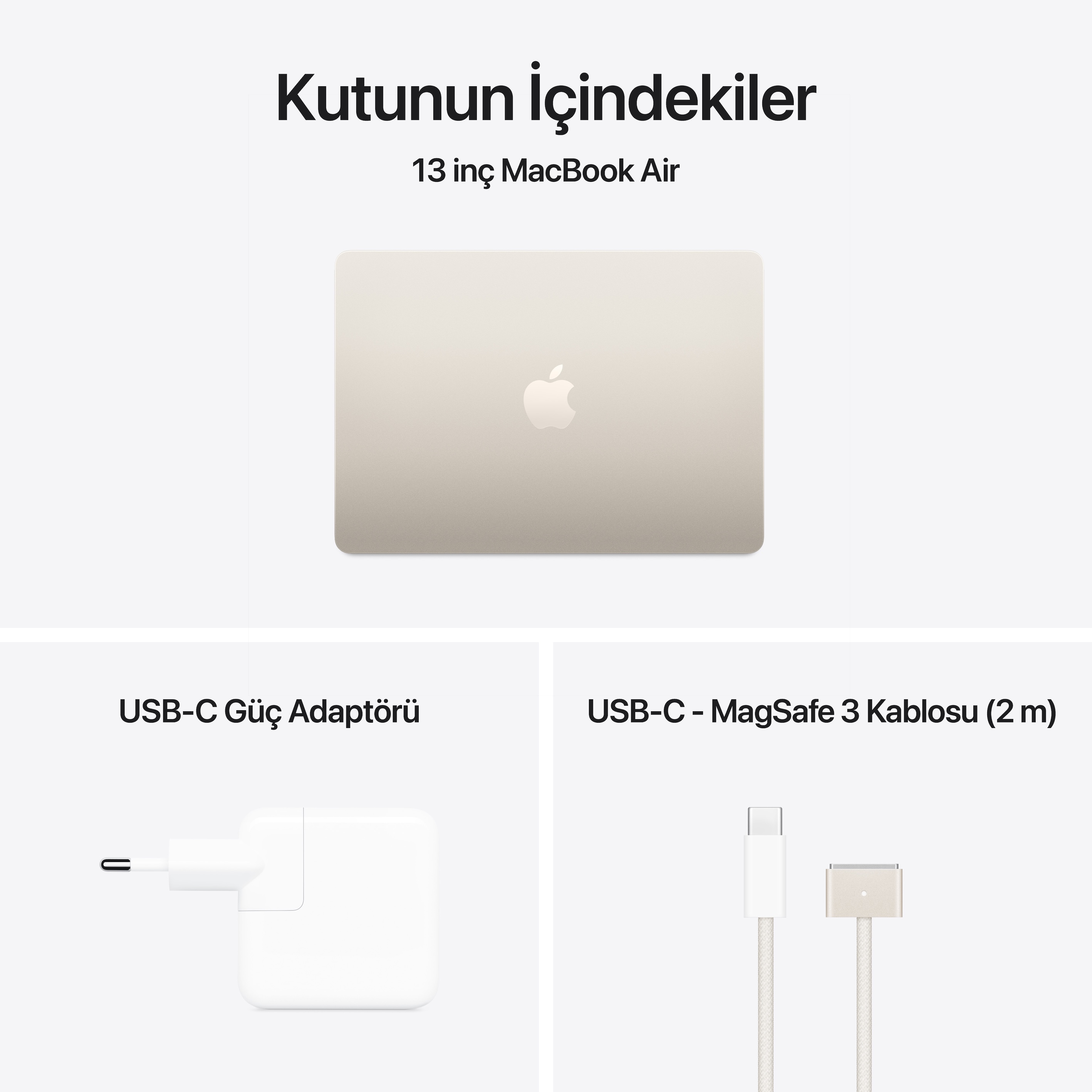 Apple MacBook Air 13 inç M4 Çip 10 Çekirdekli CPU 10 Çekirdekli GPU 24GB Bellek  512GB SSD Yıldız Işığı MC6A4TU/A