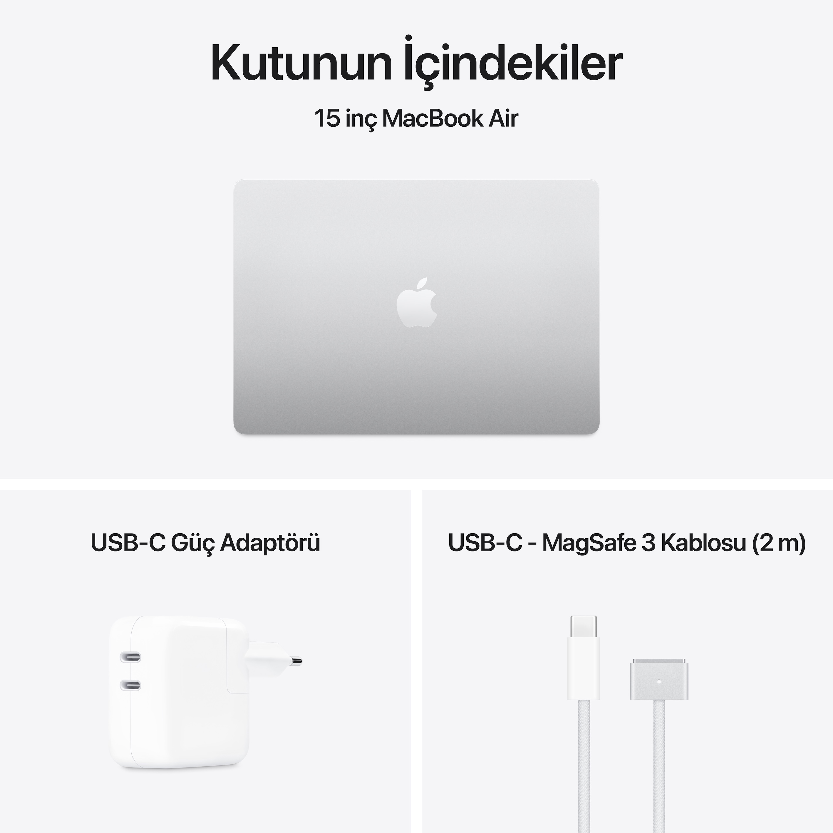 Apple MacBook Air 15 inç M4 Çip 10 Çekirdekli CPU 10 Çekirdekli GPU 24GB Bellek  512GB SSD Gümüş MC6J4TU/A