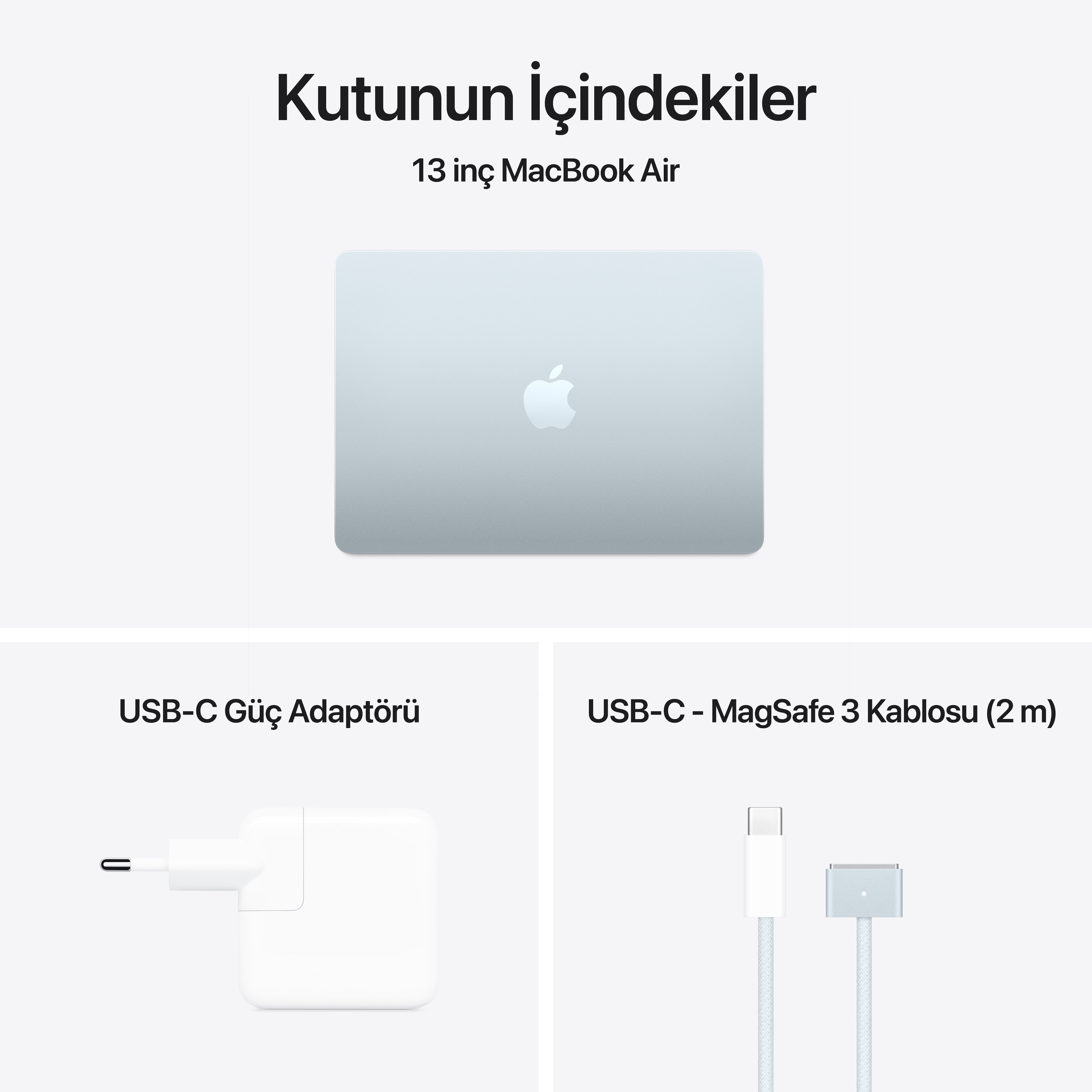 Apple MacBook Air 13 inç M4 Çip 10 Çekirdekli CPU 8 Çekirdekli GPU 16GB Bellek 256GB SSD Gök Mavisi MC6T4TU/A