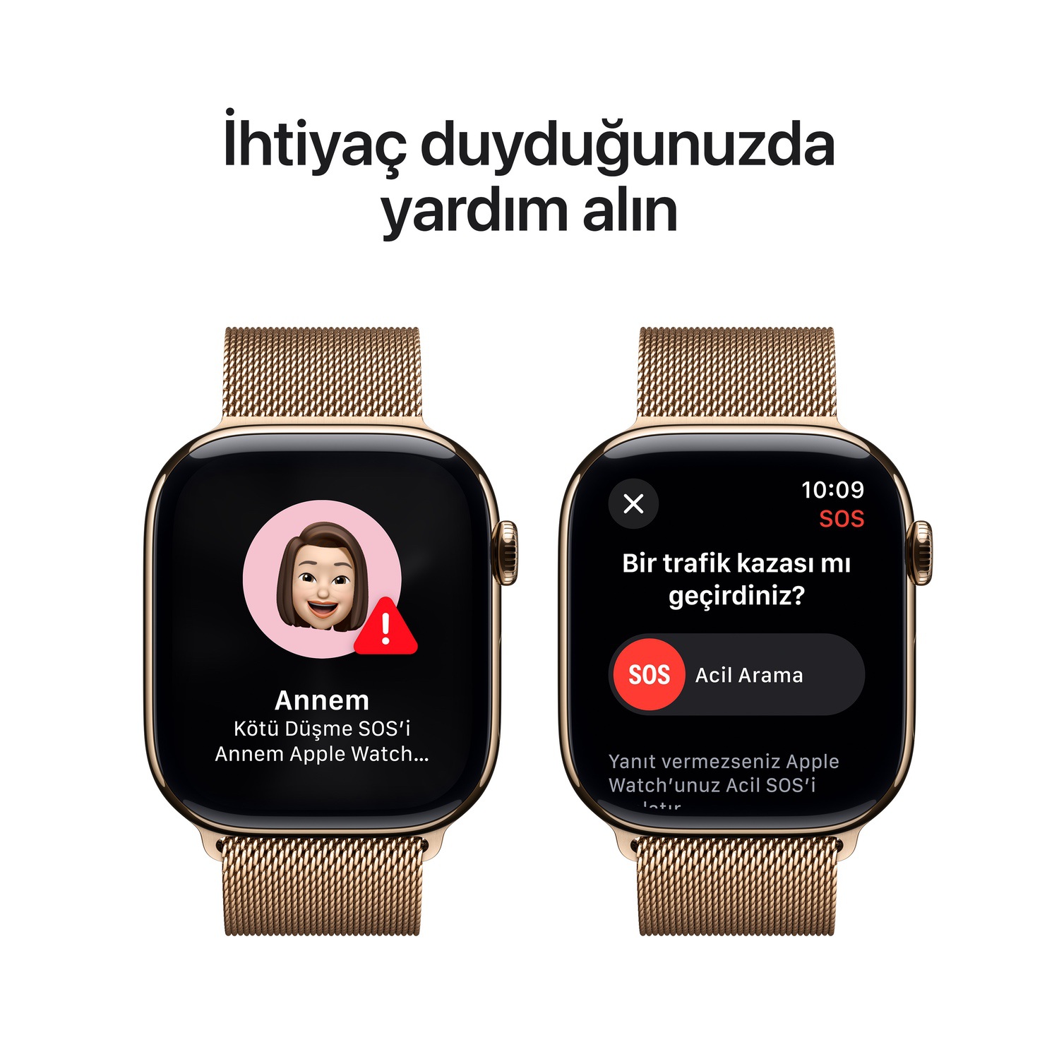 Apple Watch Series 10 GPS + Cellular 46mm Altın Rengi Titanyum Kasa  Altın Rengi Milano Loop - S/M  MC7T4TU/A