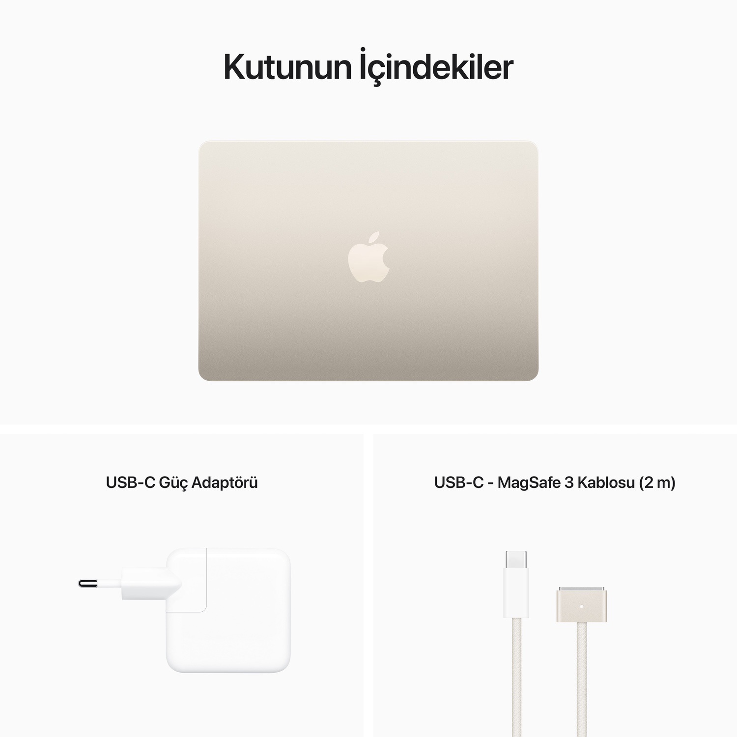 Apple MacBook Air 13 inç M2 Çip 8 Çekirdekli CPU 8 Çekirdekli GPU 16 GB Bellek 256GB SSD Yıldız Işığı MC7W4TU/A