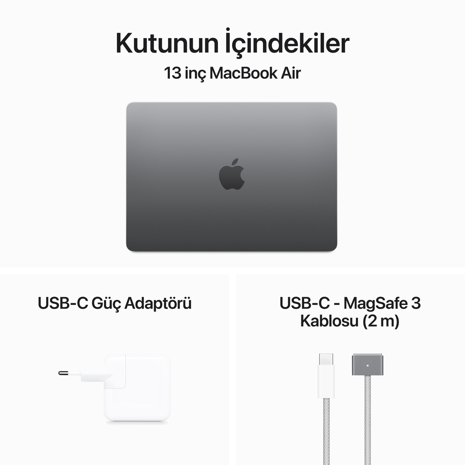 Teşhir - Apple MacBook Air 13 inç M3 Çip 8 Çekirdekli CPU 8 Çekirdekli GPU 16 GB Bellek 256GB SSD Uzay Grisi MC8G4TU/A