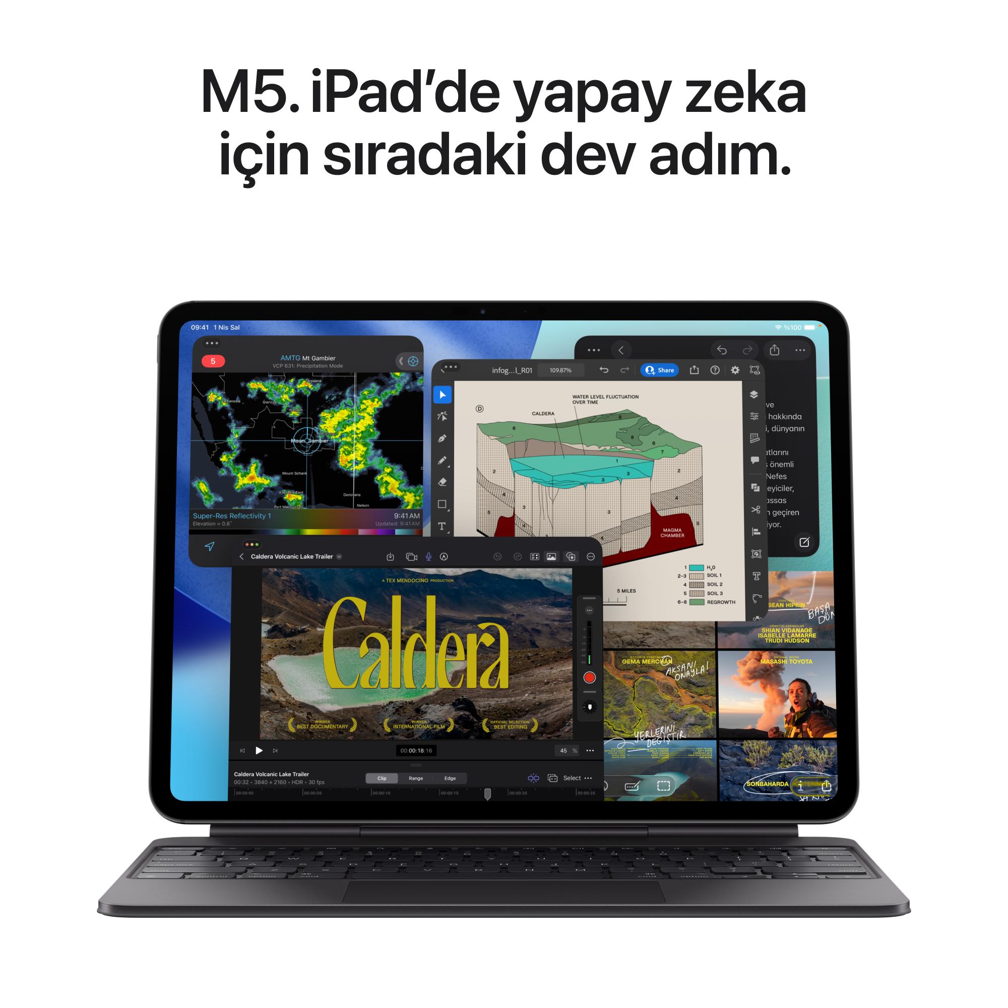 Apple 13 inç iPad Pro M5 Wi-Fi + Cellular 256GB Standart Cam Gümüş ME7X4TU/A