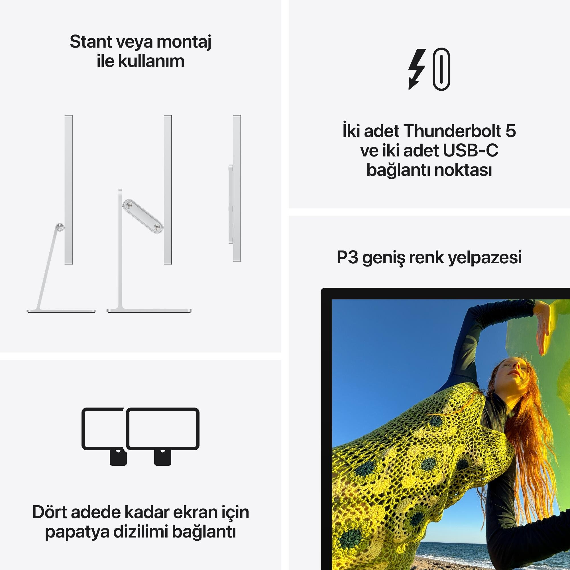 Studio Display - Standart cam - VESA montaj adaptörü MFEY4TU/A