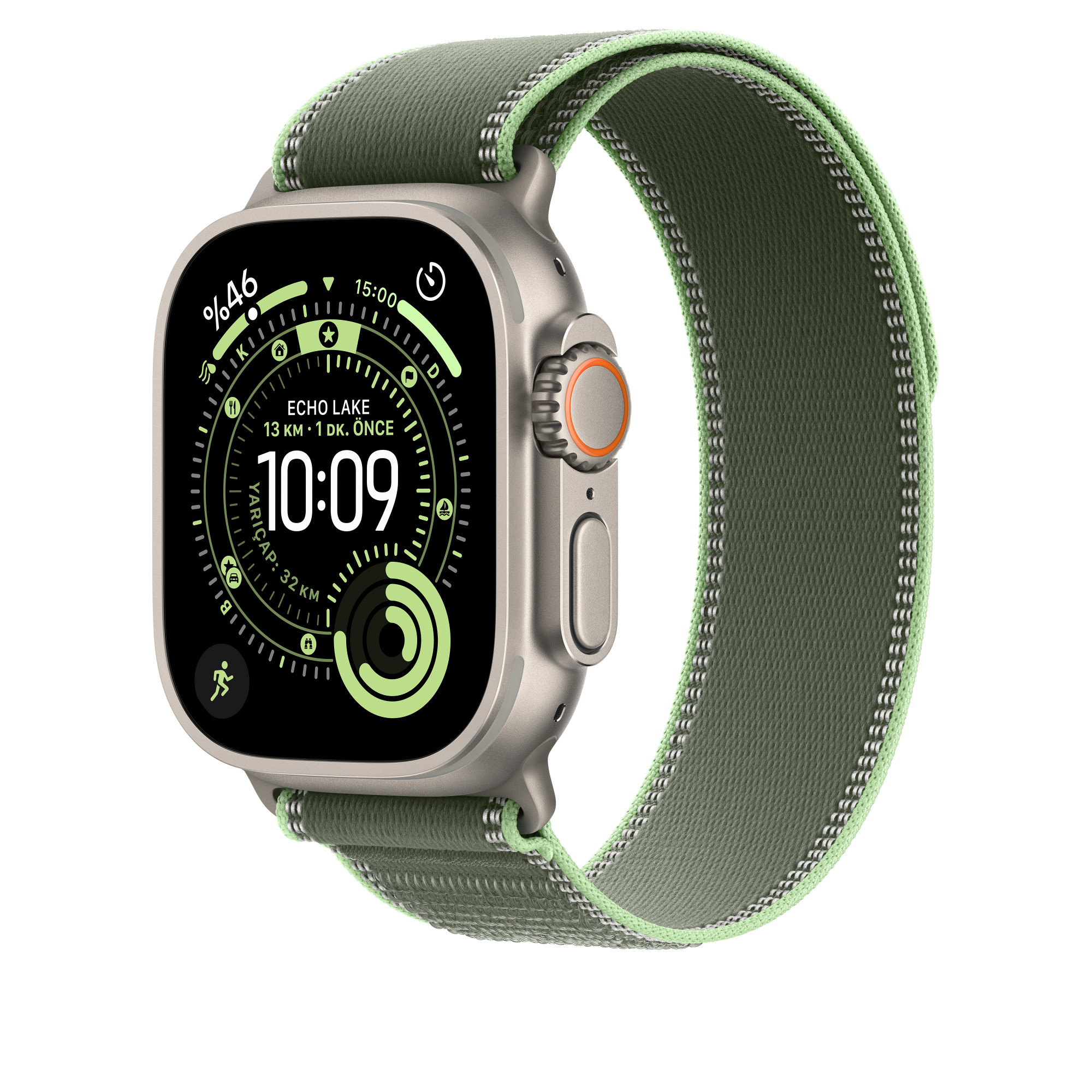 49 mm Yeşil/Neon Trail Loop - M/L - Natürel Titanyum MFT54ZM/A