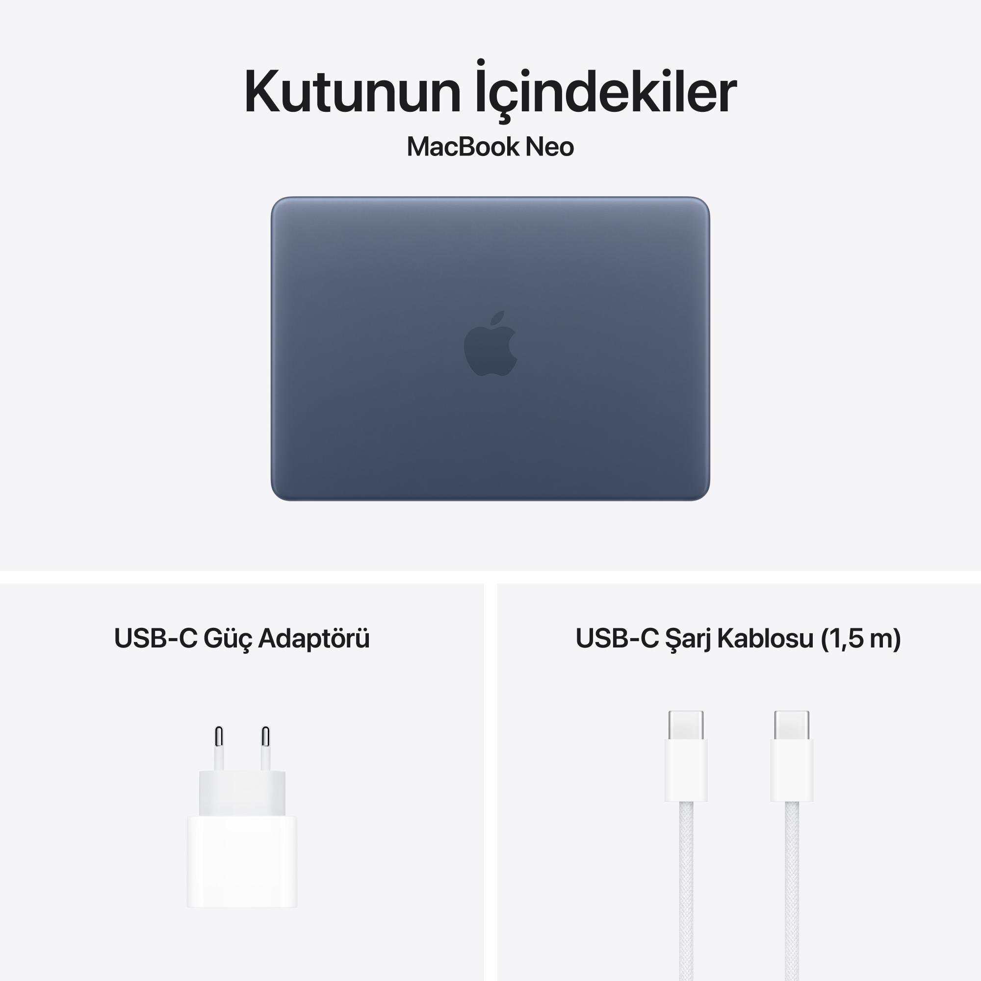 Apple MacBook Neo 13 inç A18 Pro Çip 6 Çekirdekli CPU 5 Çekirdekli GPU 8GB Bellek 256GB SSD Indigo MHFF4TU/A