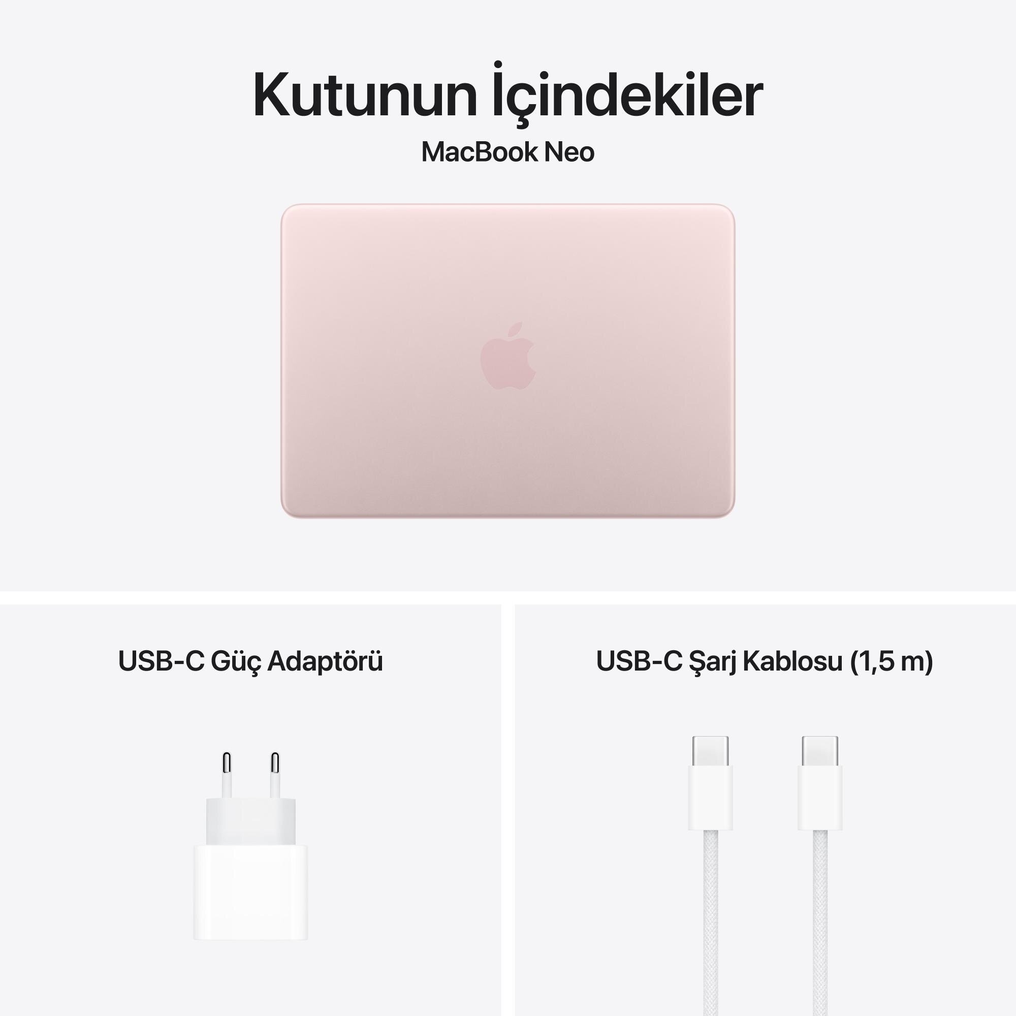 Apple MacBook Neo 13 inç A18 Pro Çip 6 Çekirdekli CPU 5 Çekirdekli GPU 8GB Bellek 512GB SSD Touch ID Pastel Pembe MHFJ4TU/A