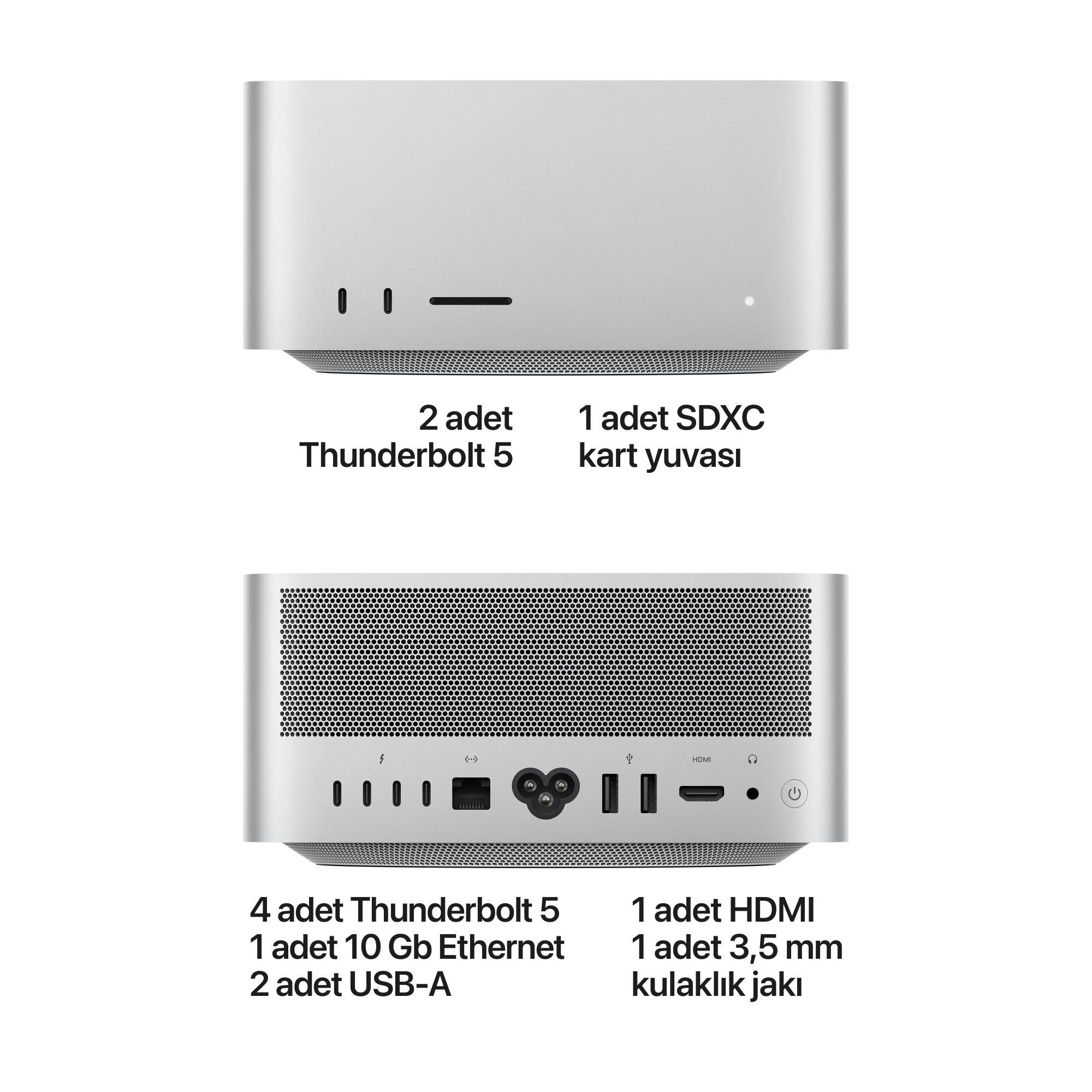 Mac Studio Apple M5 Ultra Çip 30 Çekirdekli CPU 64 Çekirdekli GPU 96GB Bellek 1TB SSD MHL74TU/A