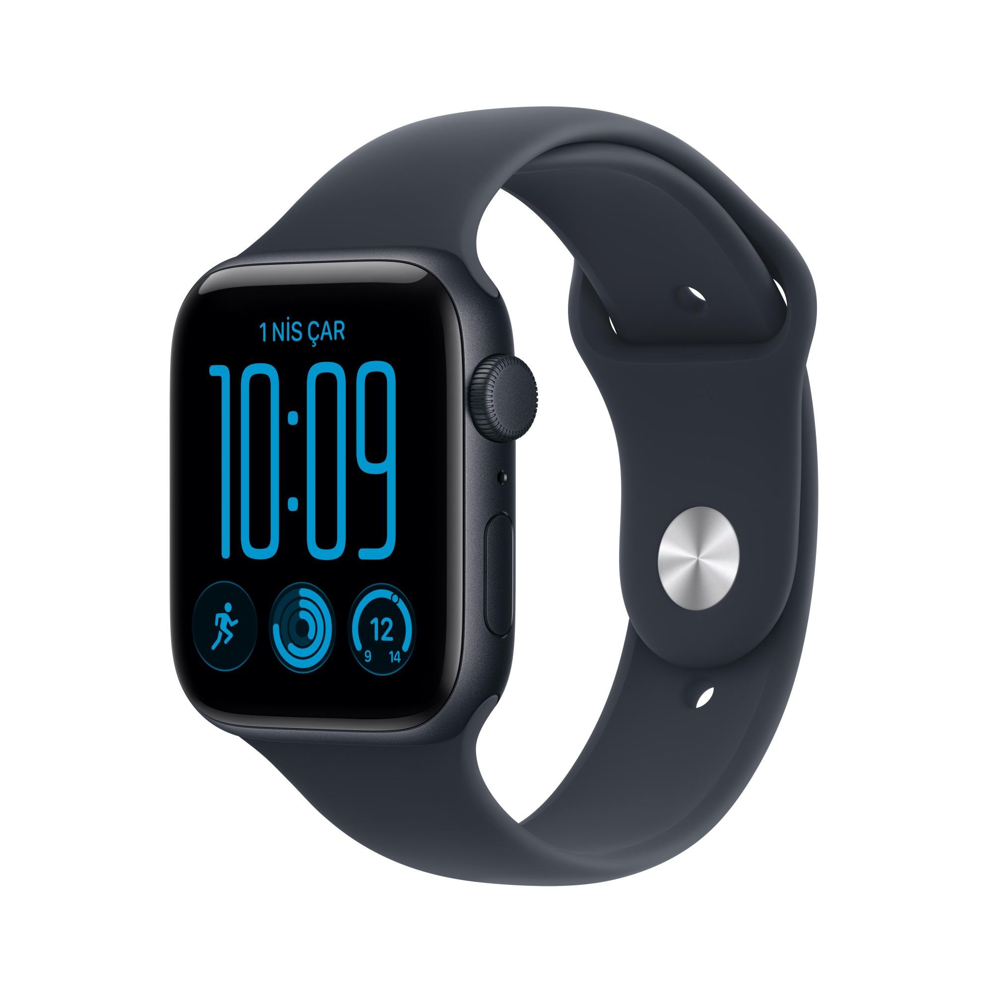 Apple Watch SE 3 GPS 44mm Gece Yarısı Alüminyum Kasa ve Lacivert Spor Kordon - M/L MJL94TU/A