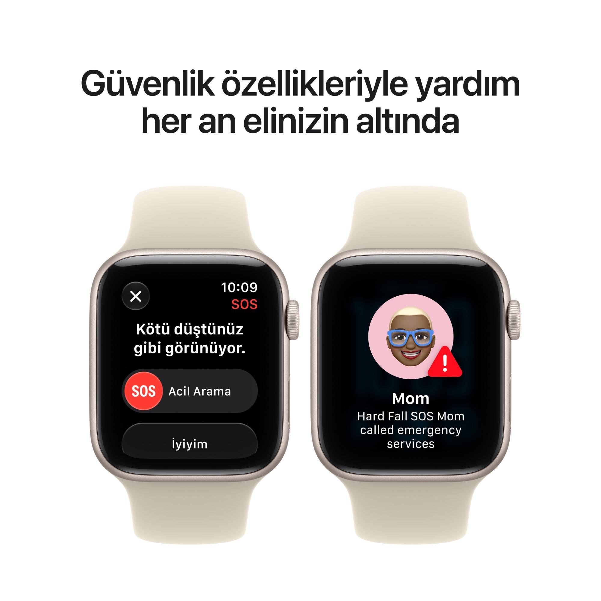 Apple Watch SE 3 GPS + Cellular 44mm Gece Yarısı Alüminyum Kasa ve Lacivert Spor Kordon - S/M MJLQ4TU/A