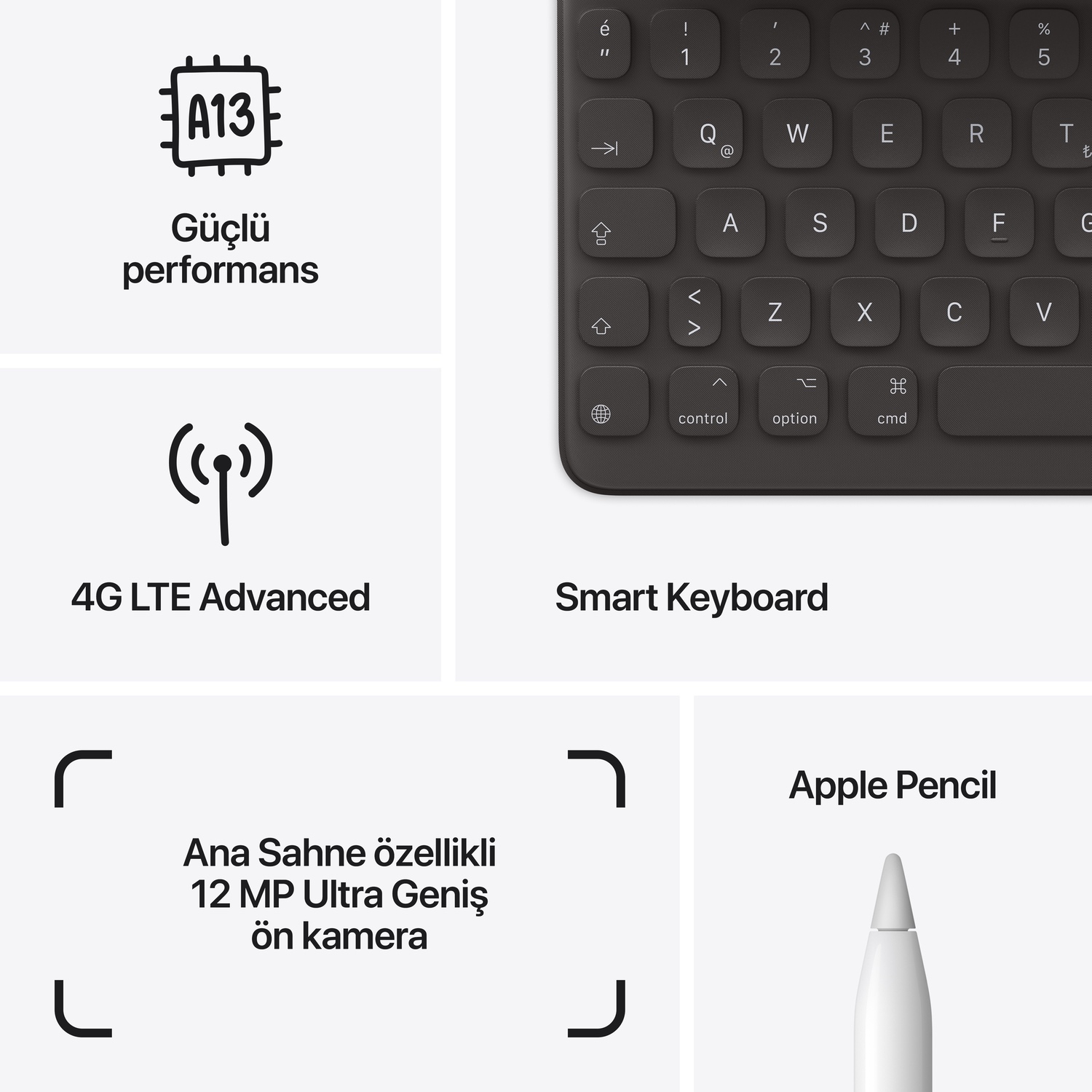 Apple iPad 10.2 inç  Wi-Fi + Cellular 256GB - Gümüş  MK4H3TU/A