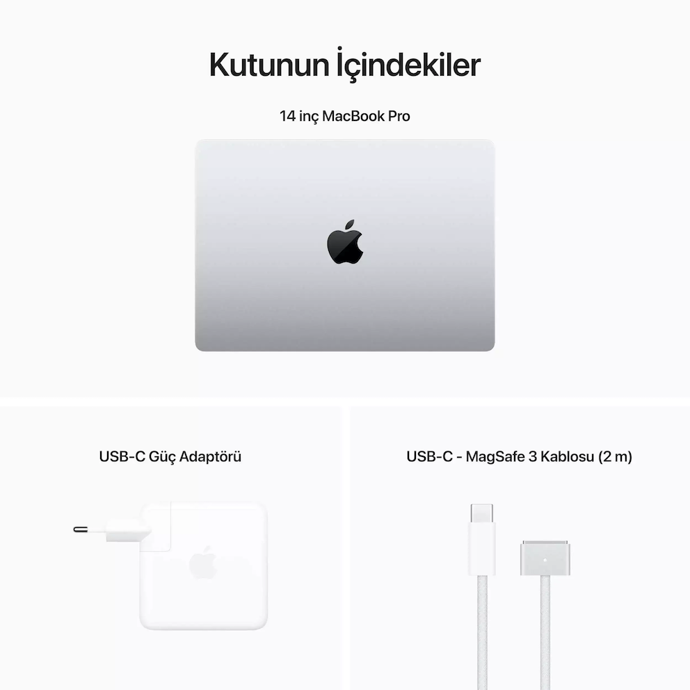 Apple 14 inç MacBook Pro M2 Max çip 12-çekirdekli CPU ve 30-çekirdekli GPU 1TB SSD Gümüş MPHK3TU/A