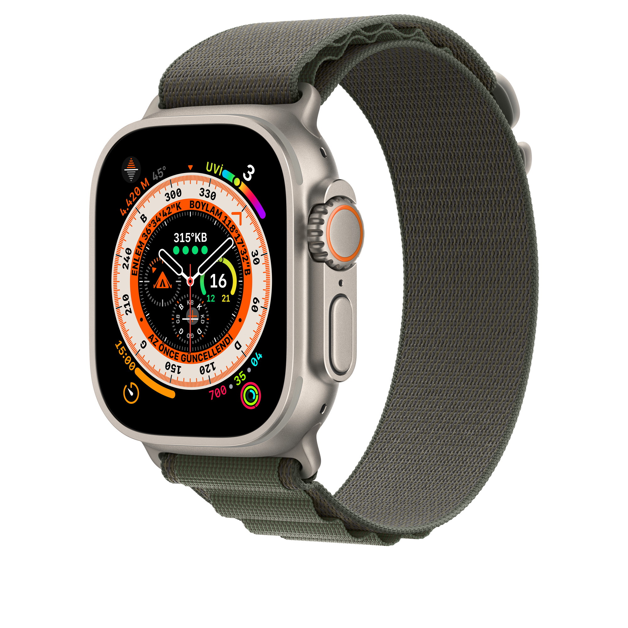 Apple Watch 49 mm Yeşil Alpine Loop - Küçük Boy  MQE23ZM/A