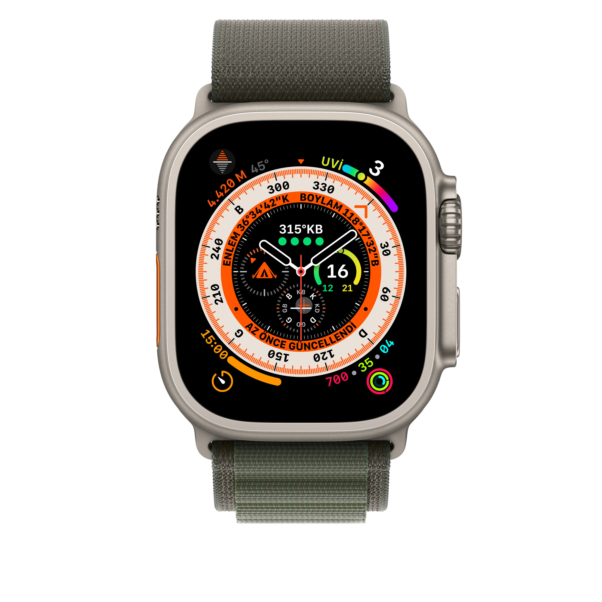 Apple Watch 49 mm Yeşil Alpine Loop - Küçük Boy  MQE23ZM/A