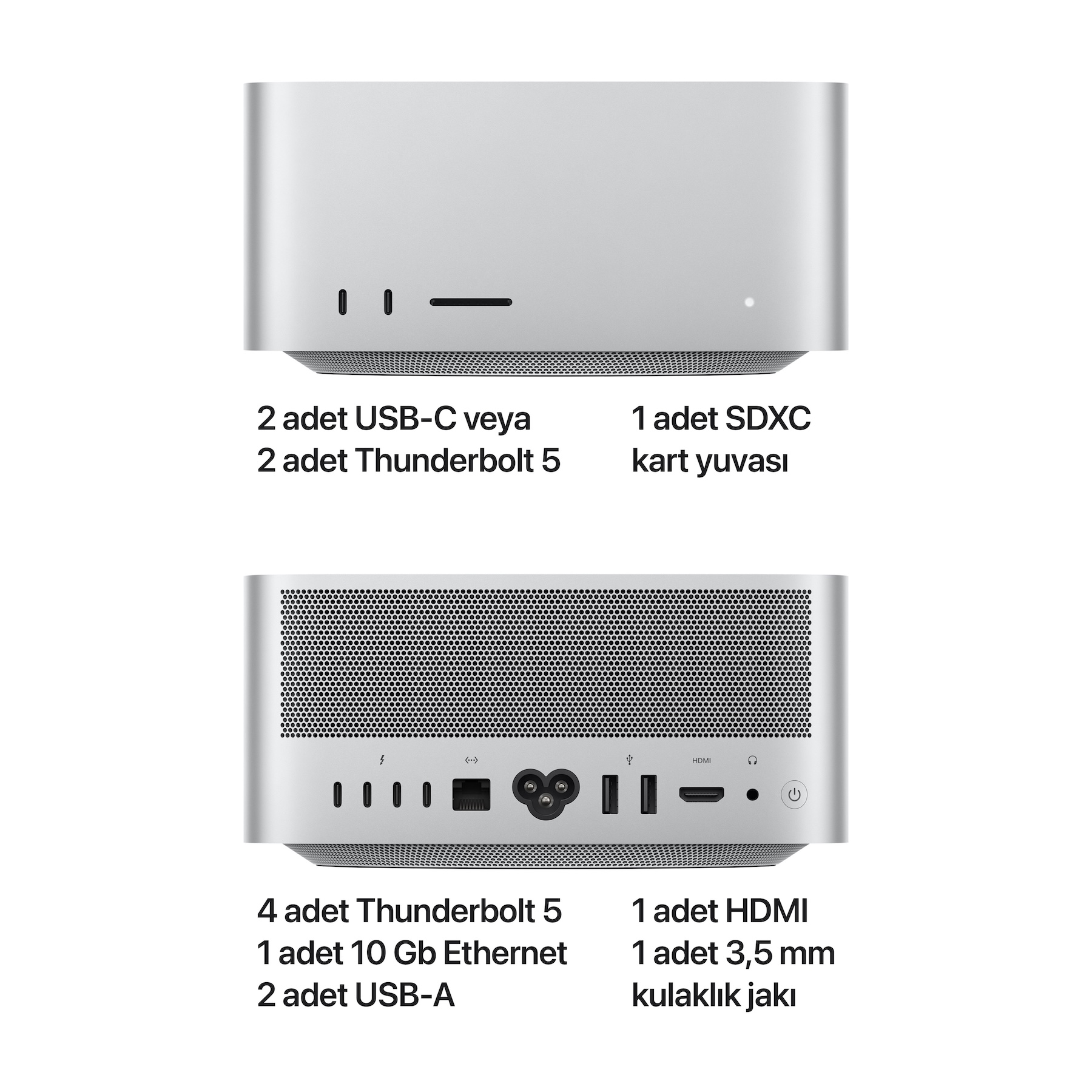 Mac Studio M2 Ultra çip 24 Çekirdekli CPU 60 çekirdekli GPU 1TB SSD MQH63TU/A