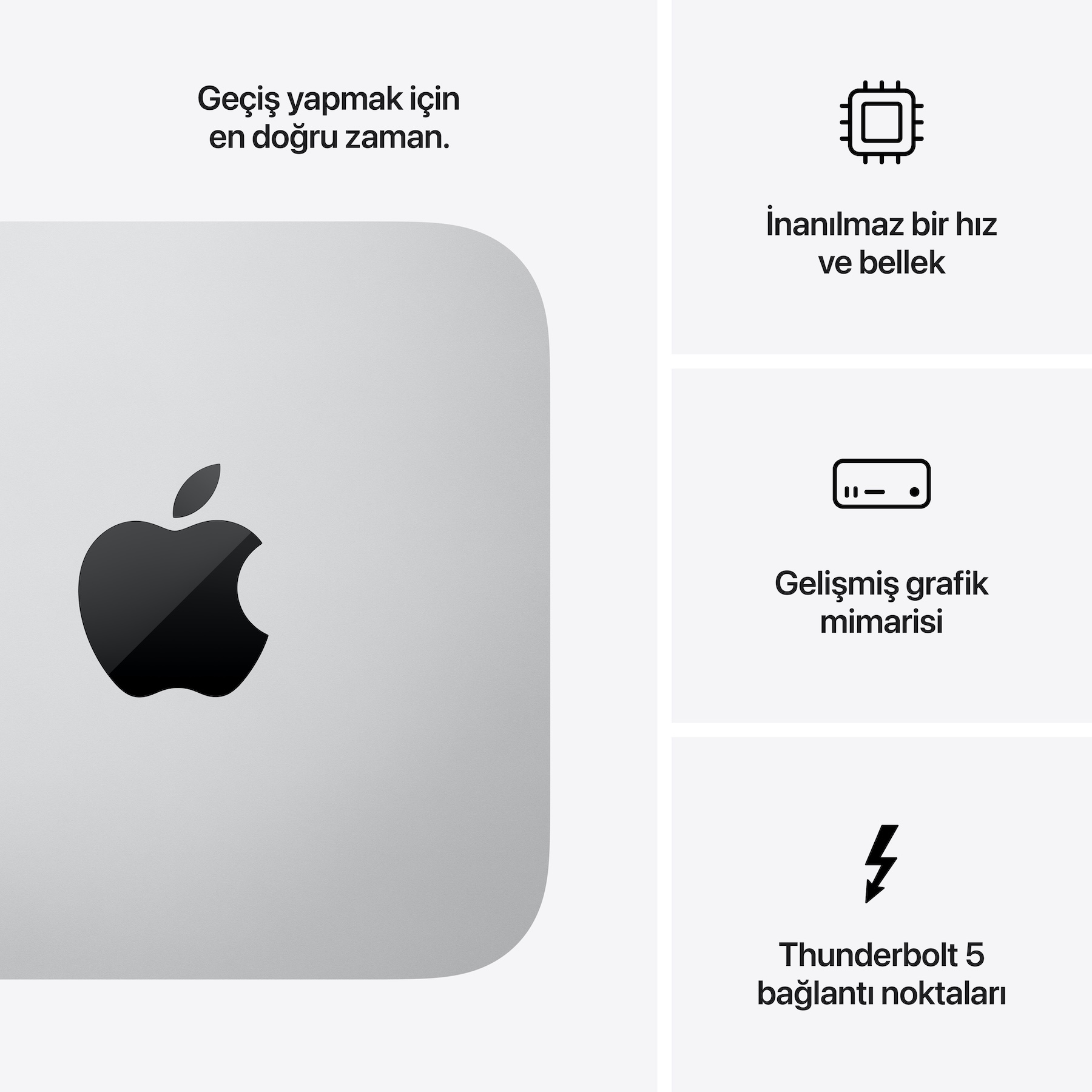 Mac Studio M2 Ultra çip 24 Çekirdekli CPU 60 çekirdekli GPU 1TB SSD MQH63TU/A