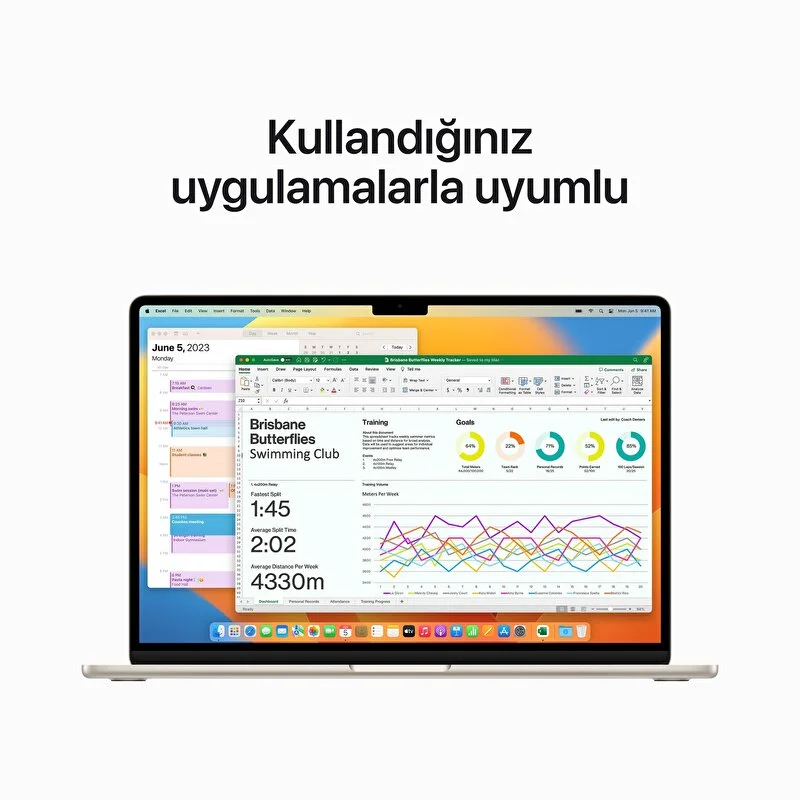 15 inç MacBook Air M2 çip 8 Çekirdekli CPU ve 10 çekirdekli GPU 256GB - Yıldız Işığı MQKU3TU/A