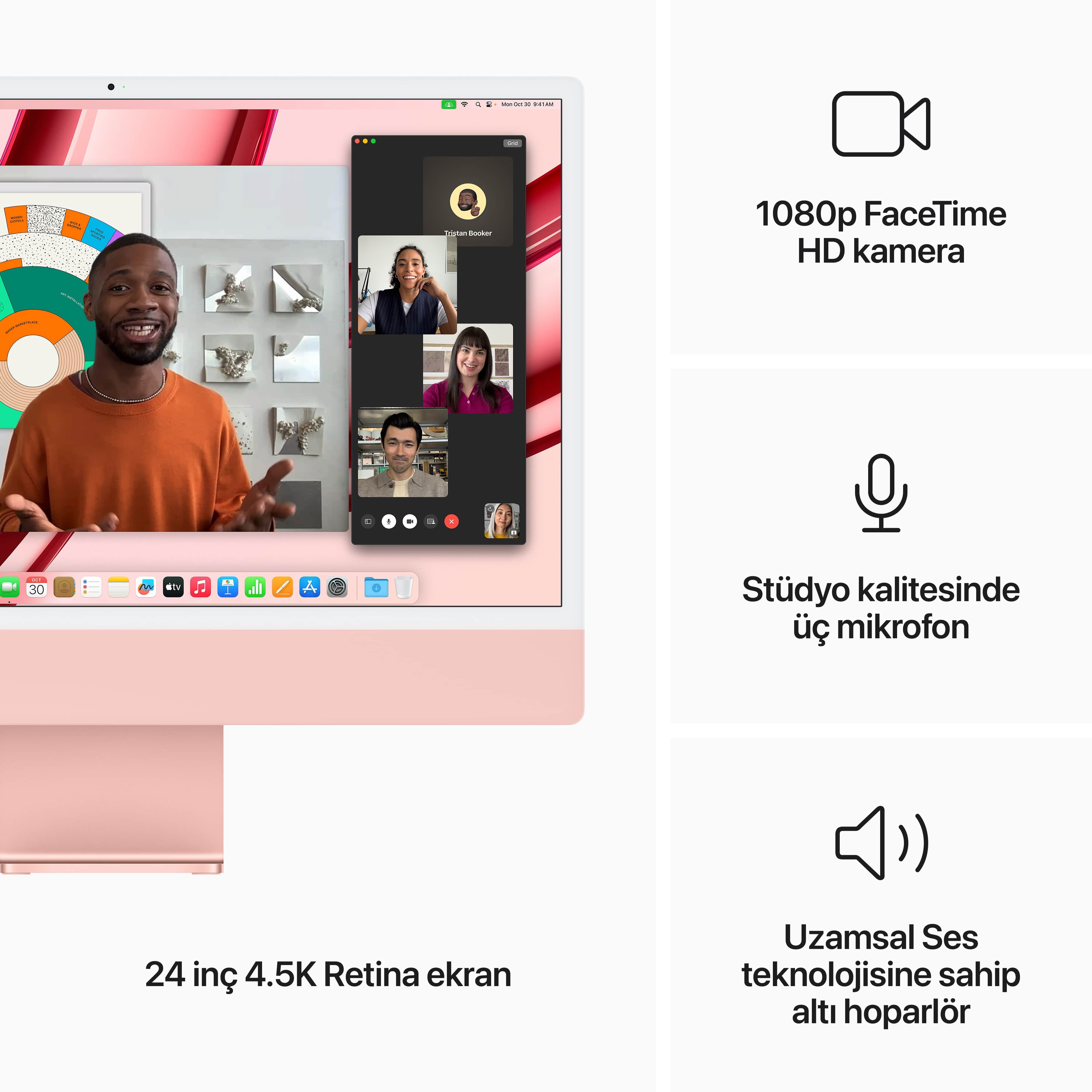 Teşhir - iMac 24 inc 4.5K M3 8CPU 10GPU 256GB Pembe  MQRT3TU/A