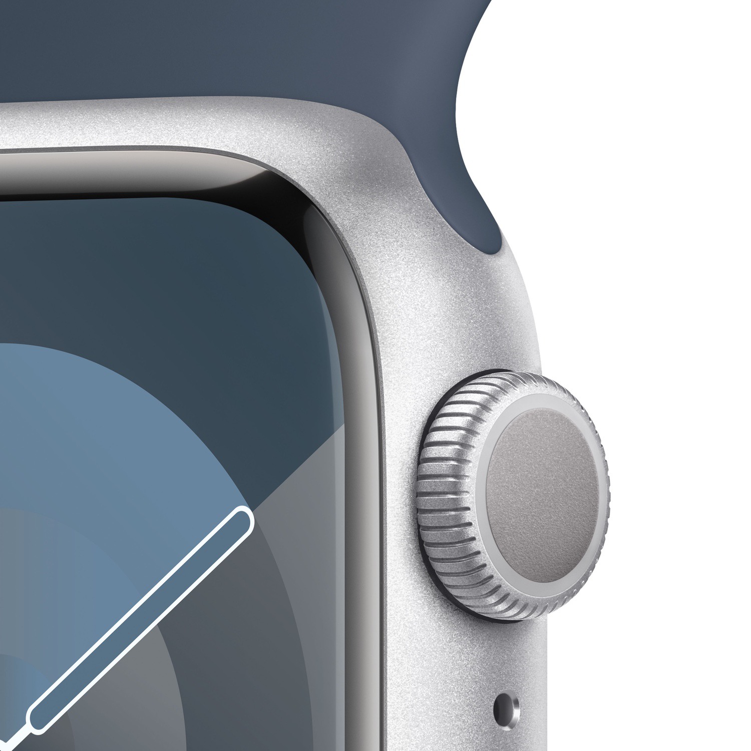 Apple Watch Series 9 GPS 41mm Gümüş Rengi Alüminyum Kasa ve Fırtına Mavisi Spor Kordon - M/L  MR913TU/A