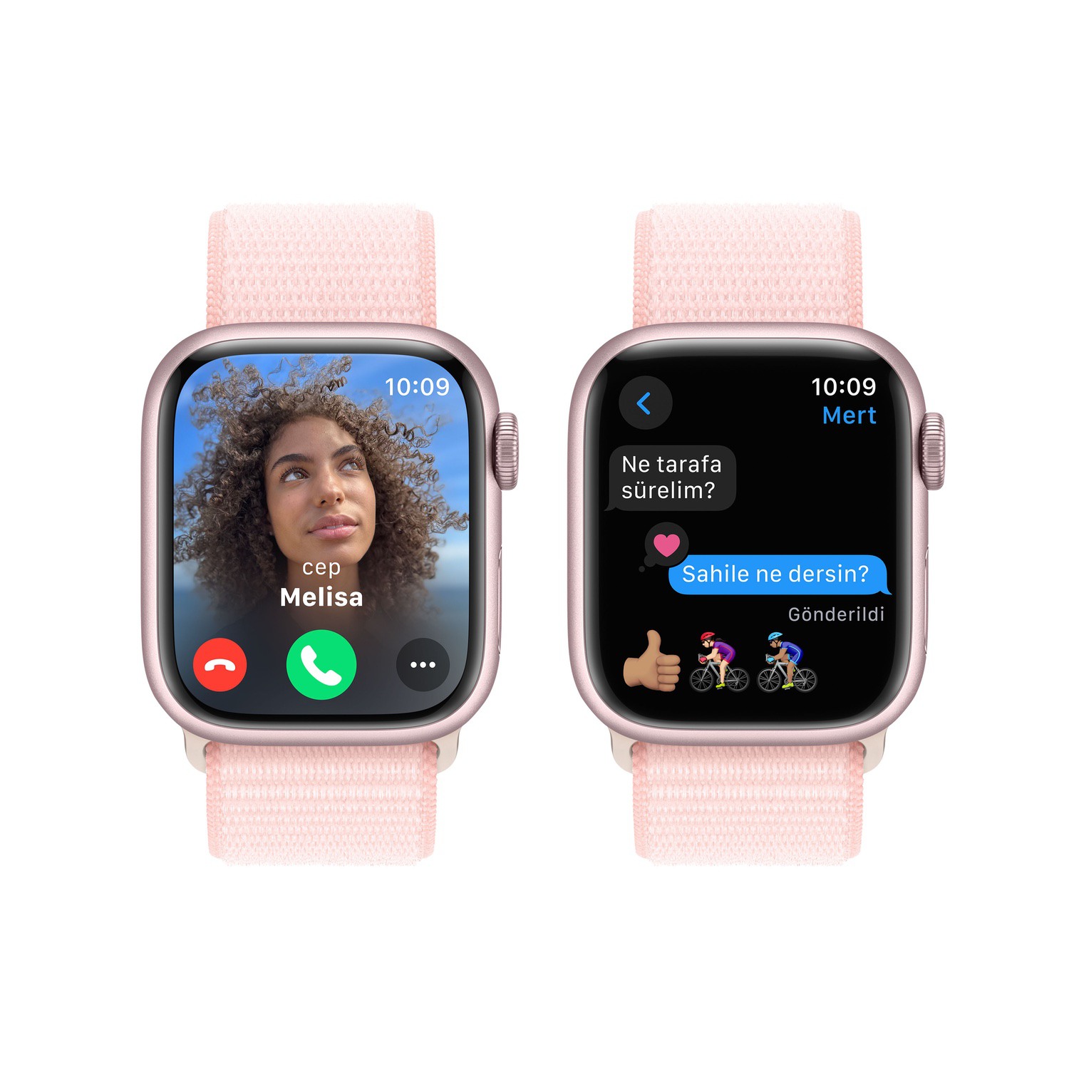 Apple Watch Series 9 GPS 41mm Pembe Alüminyum Kasa ve Uçuk Pembe Spor Loop  MR953TU/A