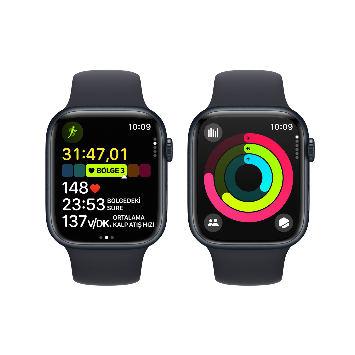 Apple Watch Series 9 GPS 45mm Gece Yarısı Alüminyum Kasa ve Gece Yarısı Spor Kordon - S/M  MR993TU/A
