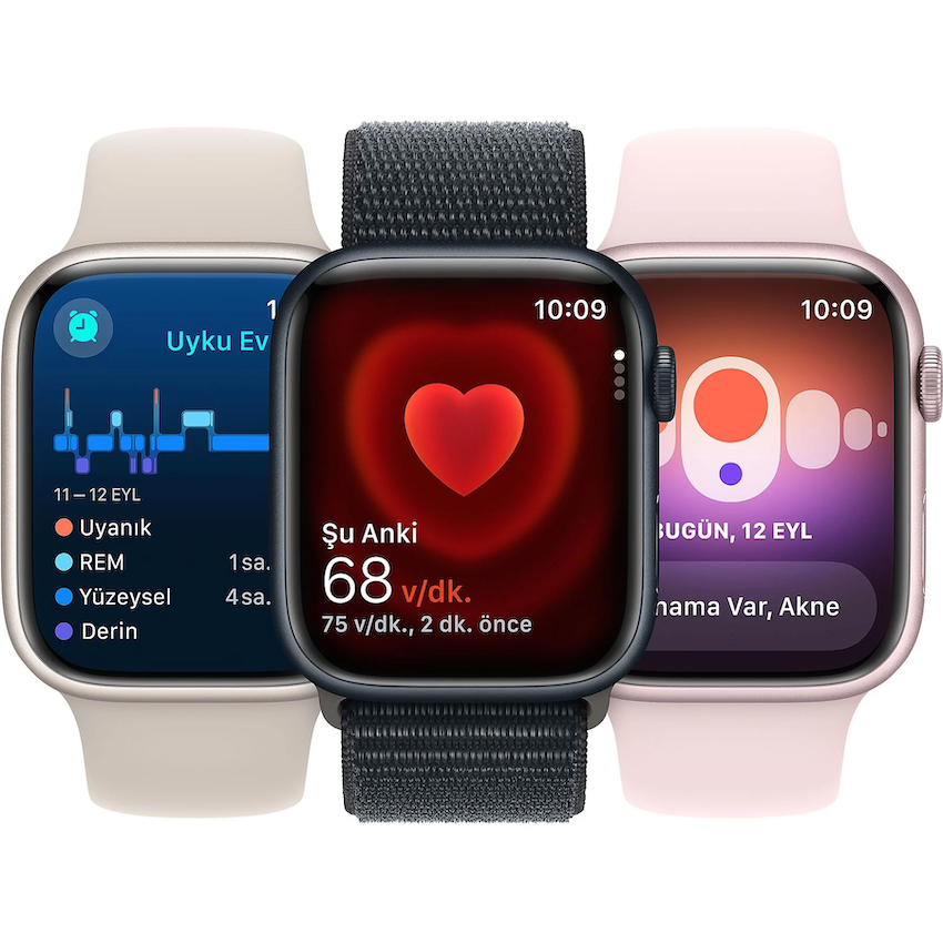 Apple Watch Series 9 GPS 45mm Gümüş Rengi Alüminyum Kasa ve Buz Mavisi Spor Loop  MR9F3TU/A