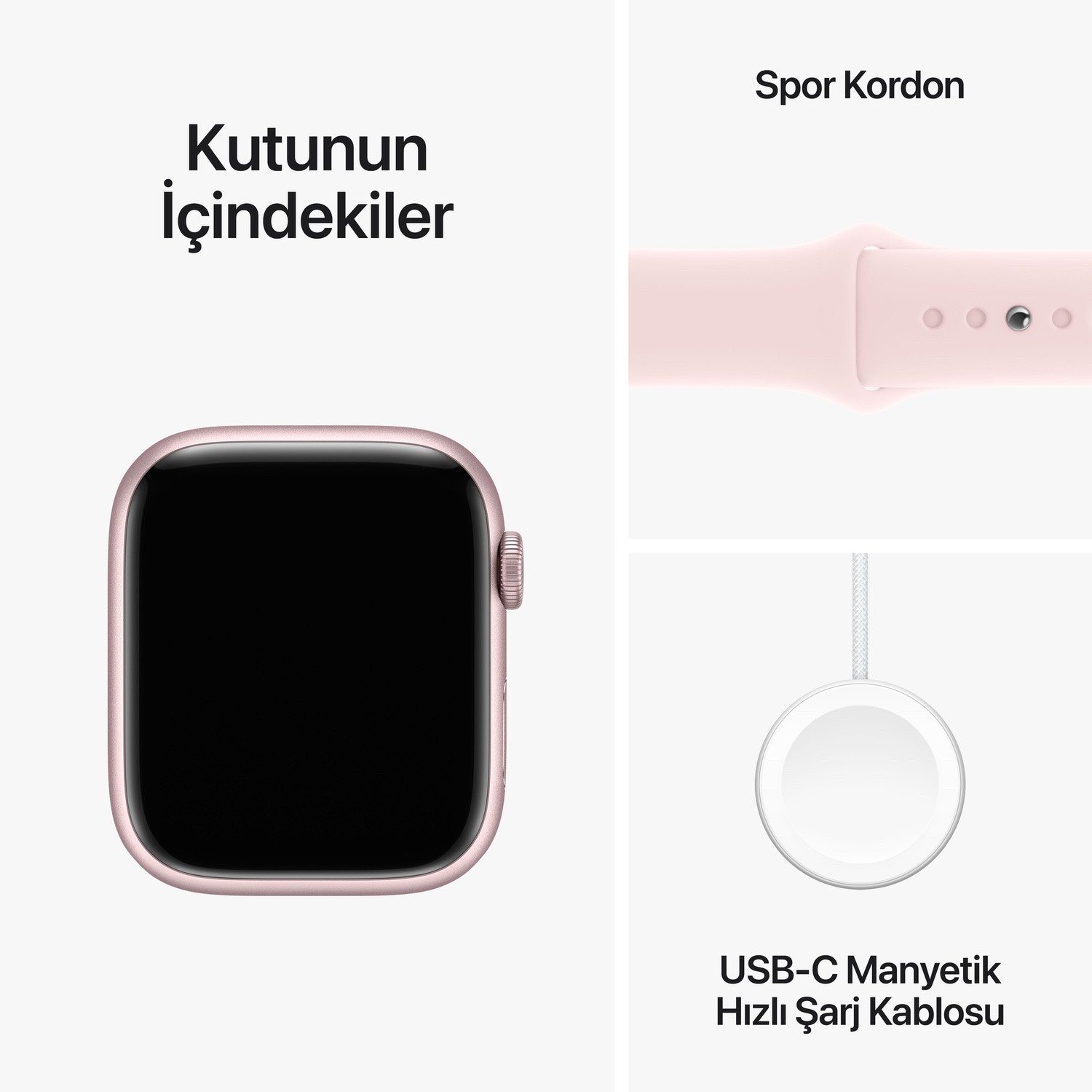 Apple Watch Series 9 GPS 45mm Pembe Alüminyum Kasa ve Uçuk Pembe Spor Kordon - S/M  MR9G3TU/A