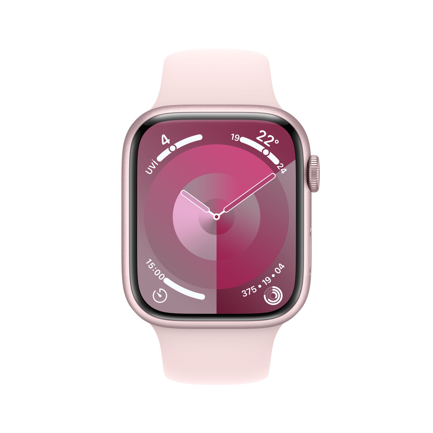 Apple Watch Series 9 GPS 45mm Pembe Alüminyum Kasa ve Uçuk Pembe Spor Kordon - S/M  MR9G3TU/A