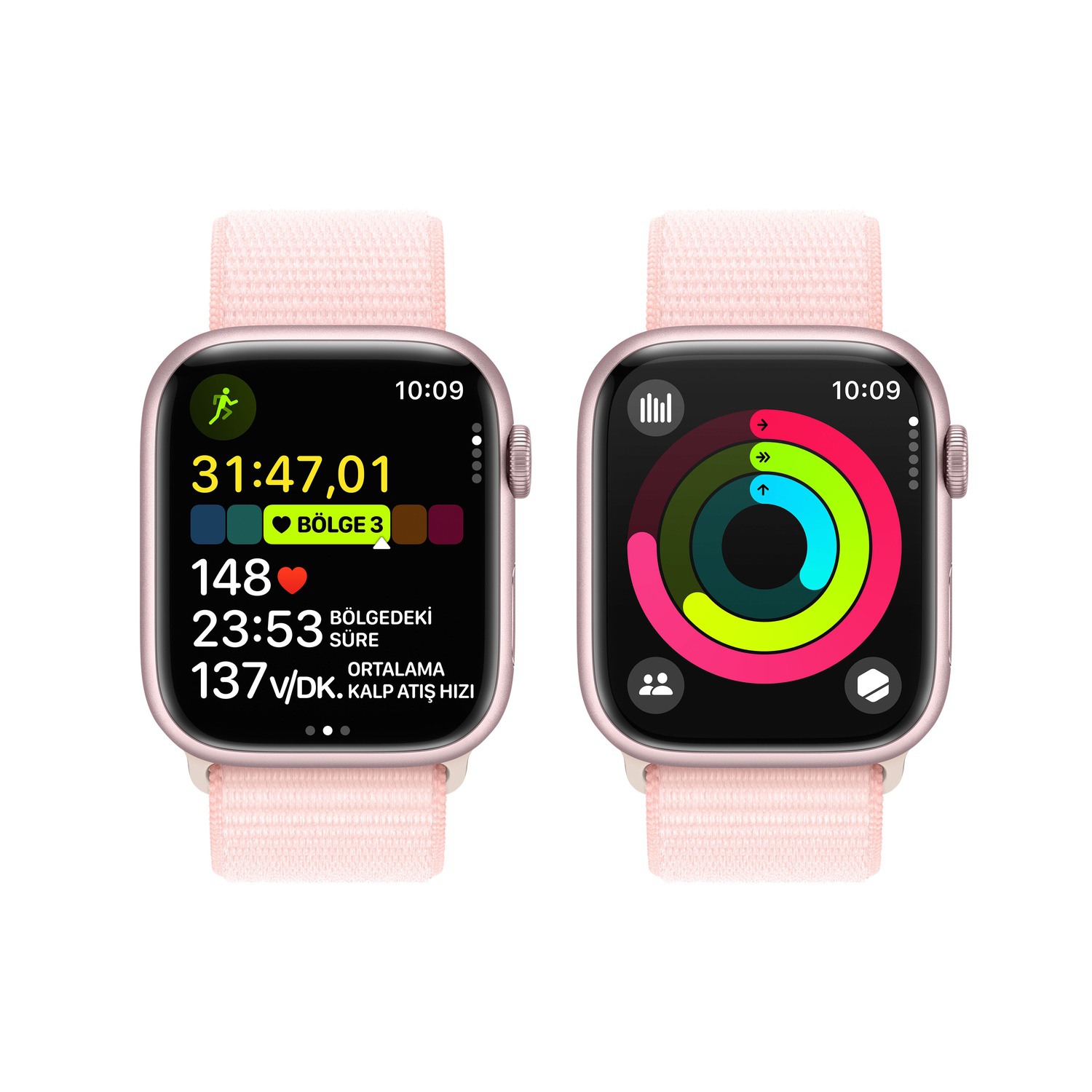 Apple Watch Series 9 GPS 45mm Pembe Alüminyum Kasa ve Uçuk Pembe Spor Loop  MR9J3TU/A