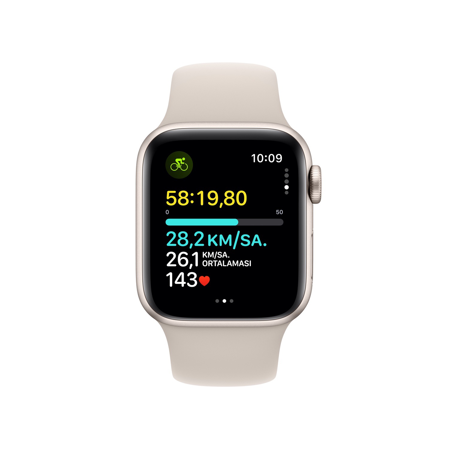 Apple Watch SE GPS 40mm Yıldız Işığı Alüminyum Kasa ve Yıldız Işığı Spor Kordon - M/L  MR9V3TU/A