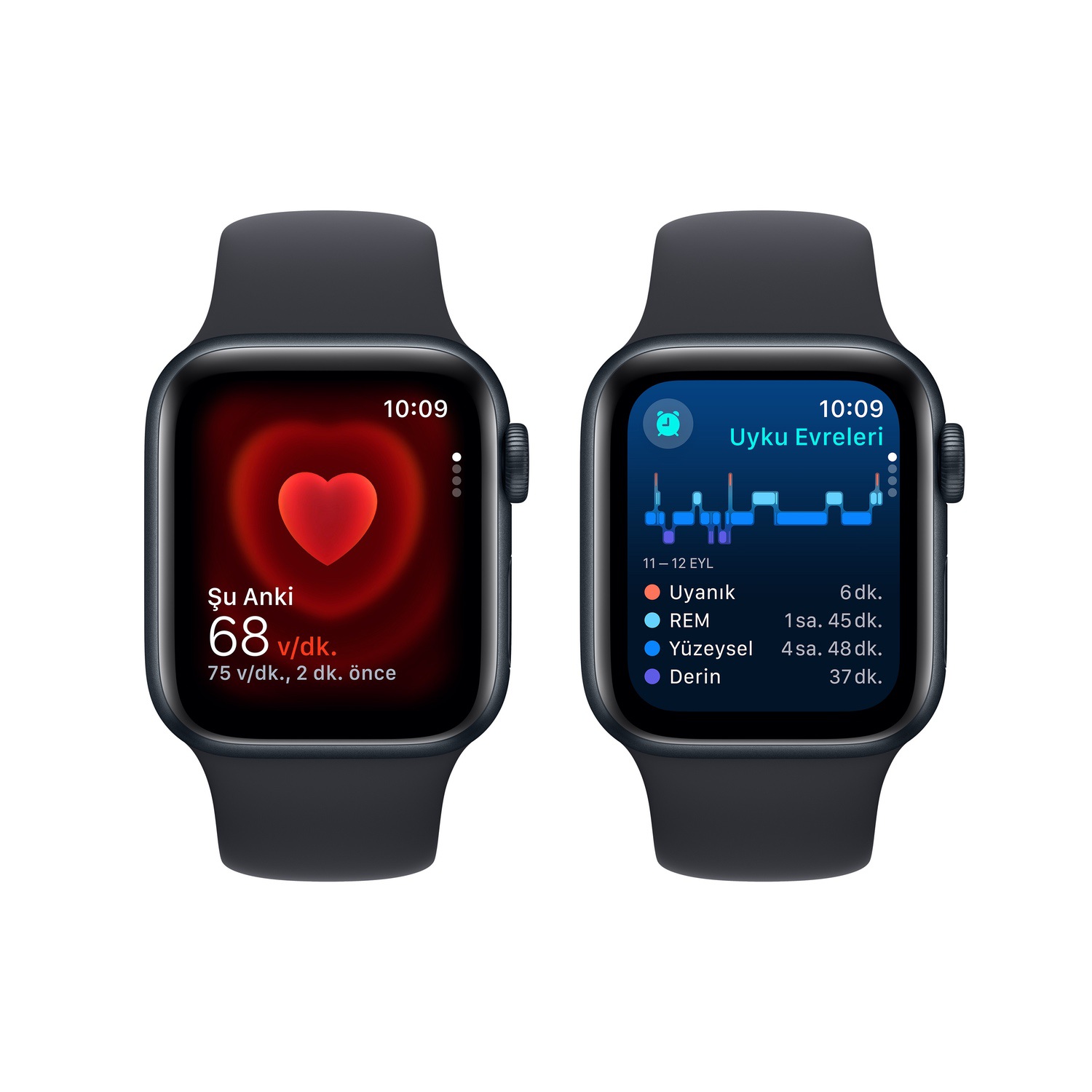 Apple Watch SE GPS 40mm Gece Yarısı Alüminyum Kasa ve Gece Yarısı Spor Kordon - S/M  MR9X3TU/A