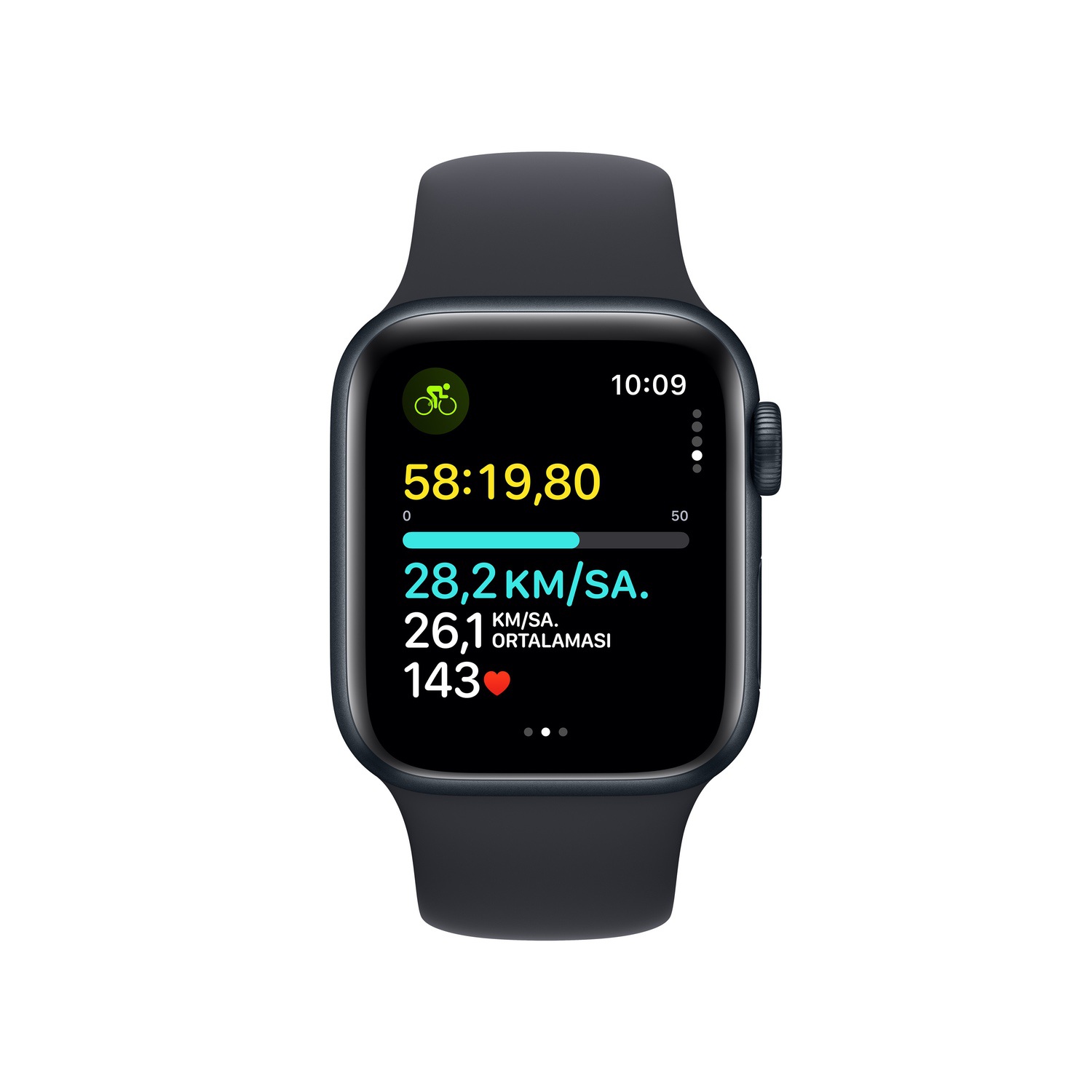 Apple Watch SE GPS 40mm Gece Yarısı Alüminyum Kasa ve Gece Yarısı Spor Kordon - S/M  MR9X3TU/A