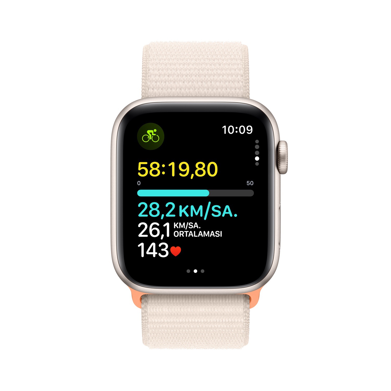 Apple Watch SE GPS 44mm Yıldız Işığı Alüminyum Kasa ve Yıldız Işığı Spor Loop  MRE63TU/A