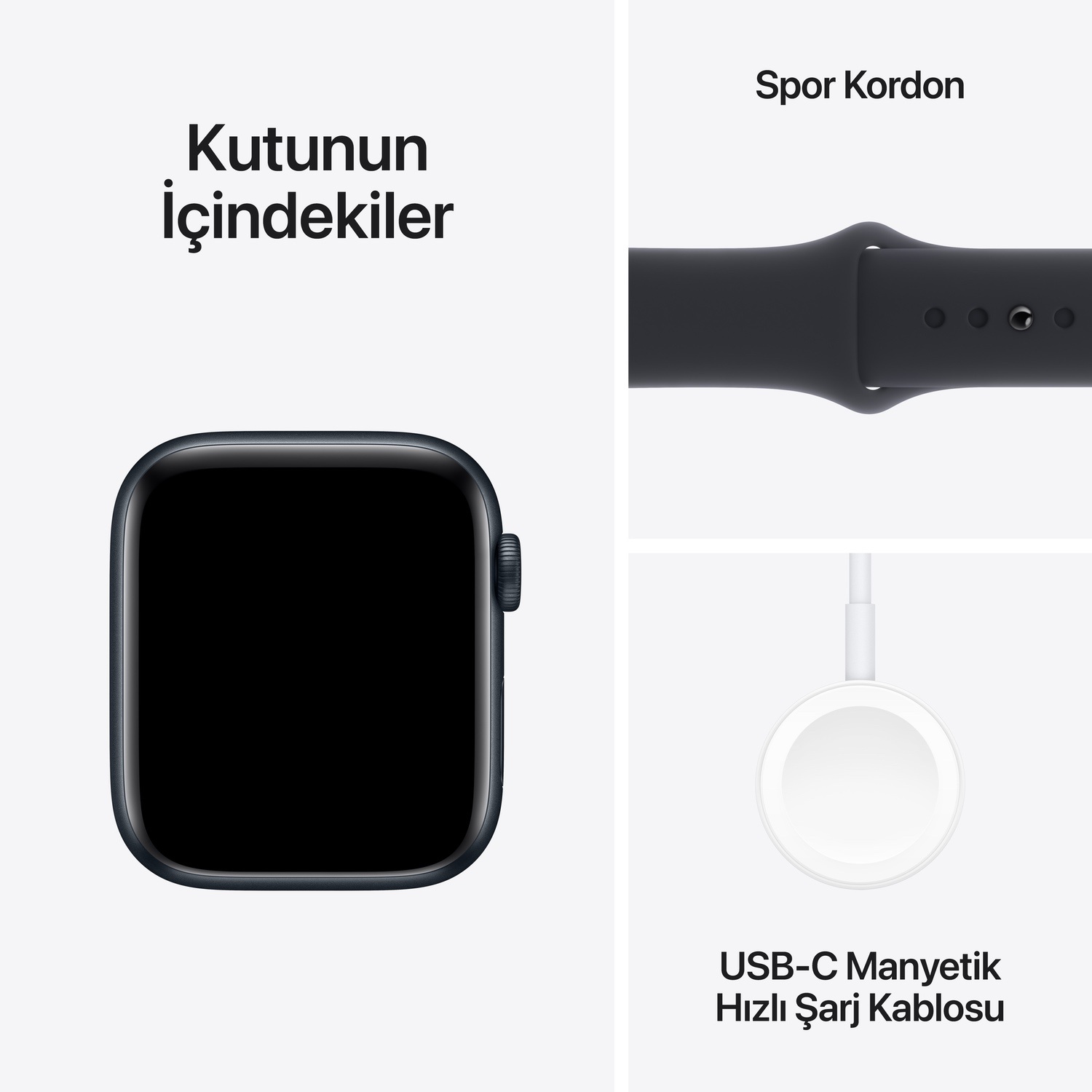 Apple Watch SE GPS 44mm Gece Yarısı Alüminyum Kasa ve Gece Yarısı Spor Kordon - M/L  MRE93TU/A