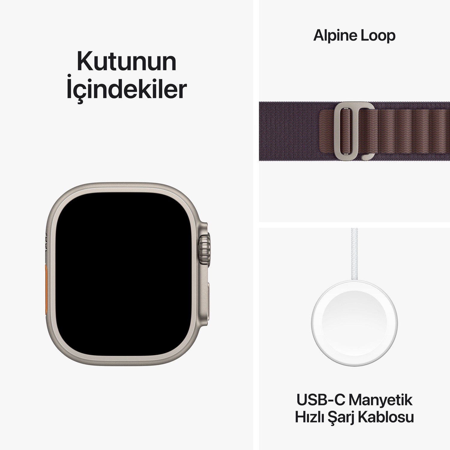 Apple Watch Ultra 2 GPS + Cellular, 49mm Titanyum Kasa ve Indigo Alpine Loop - Küçük Boy  MRER3TU/A