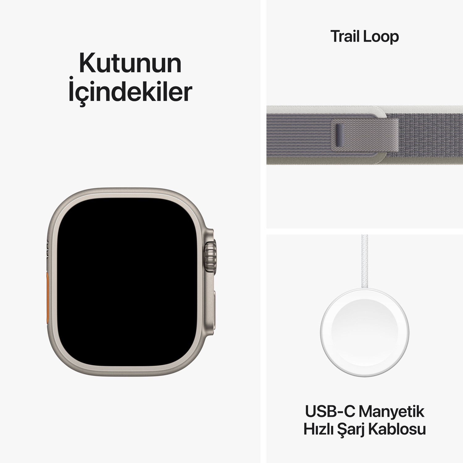 Apple Watch Ultra 2 GPS + Cellular, 49mm Titanyum Kasa ve Yeşil/Gri Trail Loop - M/L  MRF43TU/A
