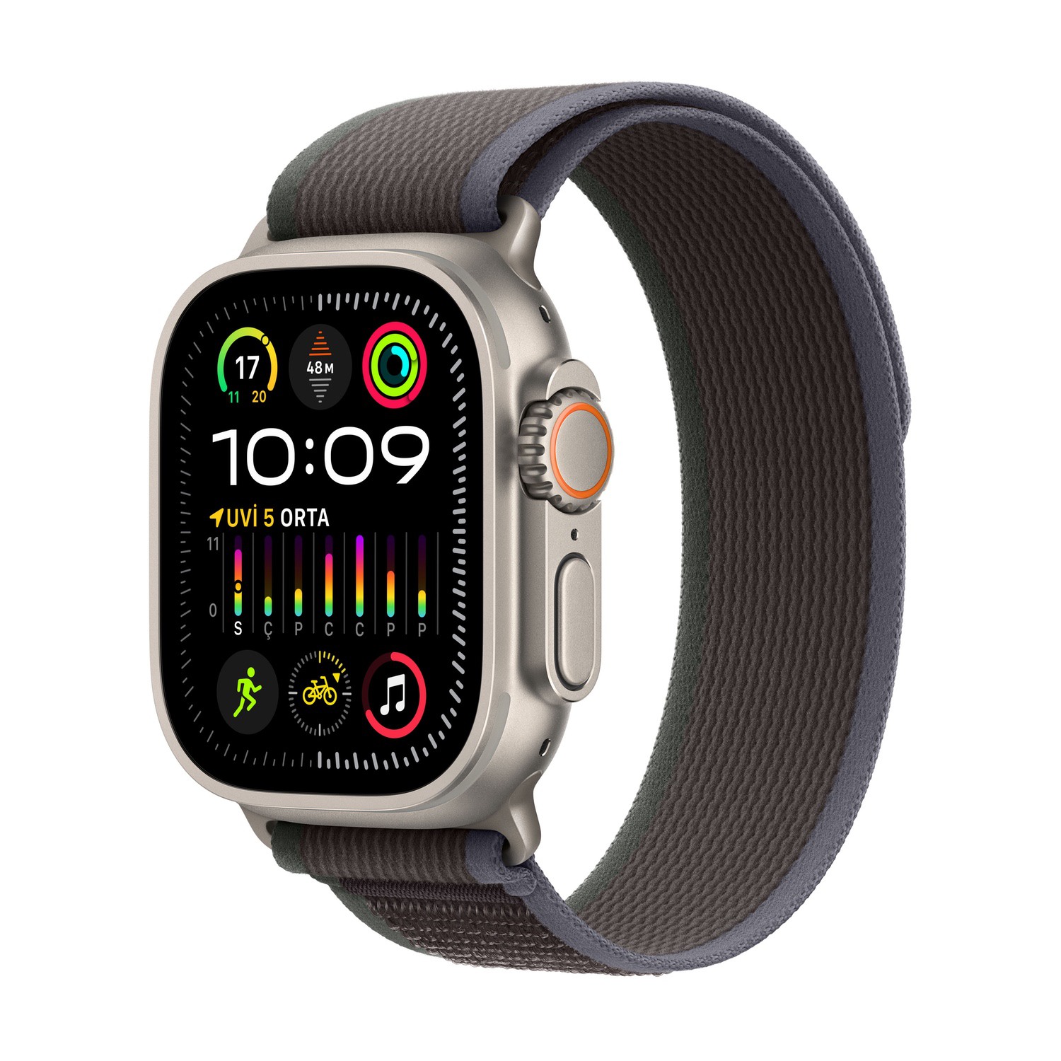 Apple Watch Ultra 2 GPS + Cellular, 49mm Titanyum Kasa ve Mavi/Siyah Trail Loop - S/M  MRF53TU/A