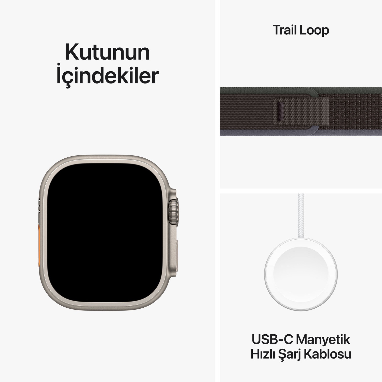 Apple Watch Ultra 2 GPS + Cellular, 49mm Titanyum Kasa ve Mavi/Siyah Trail Loop - S/M  MRF53TU/A