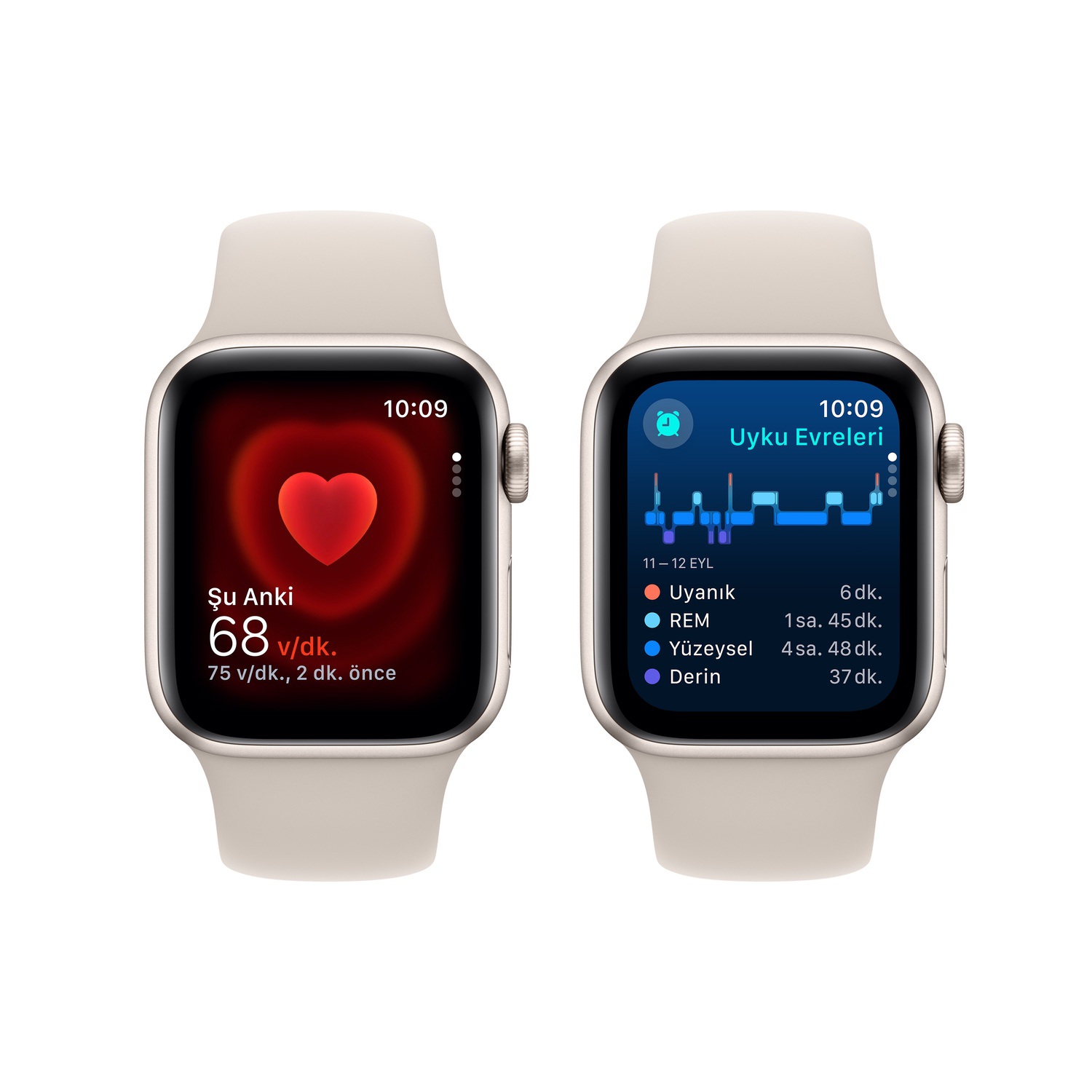 Apple Watch SE GPS + Cellular 40mm Yıldız Işığı Alüminyum Kasa ve Yıldız Işığı Spor Kordon - M/L  MRG13TU/A