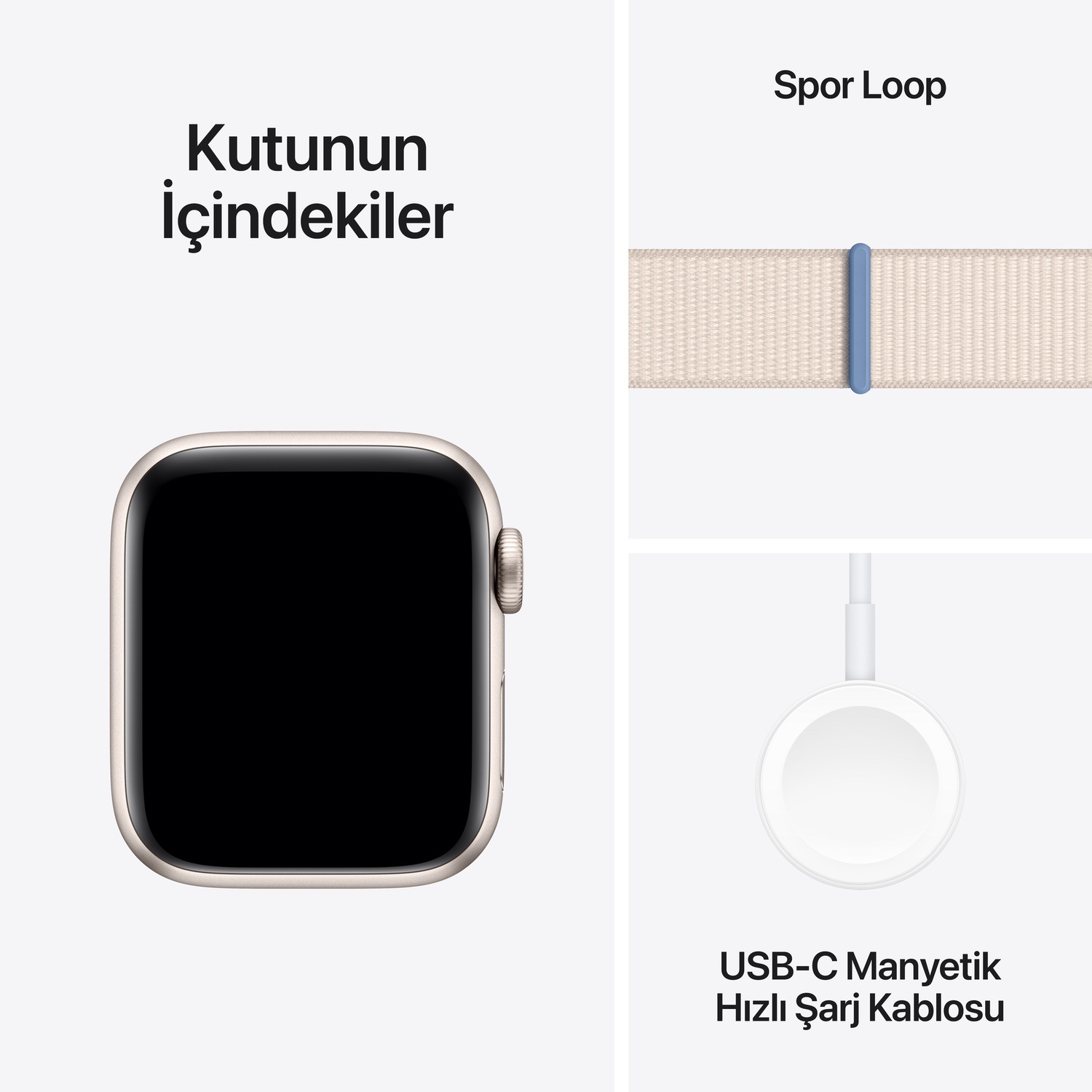 Apple Watch SE GPS + Cellular 40mm Yıldız Işığı Alüminyum Kasa ve Yıldız Işığı Spor Loop  MRG43TU/A