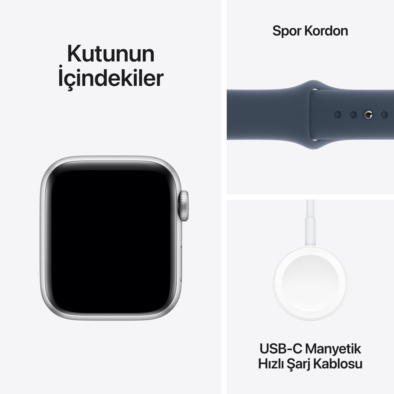Apple Watch SE GPS + Cellular 40mm Gümüş Rengi Alüminyum Kasa ve Fırtına Mavisi Spor Kordon - S/M  MRGJ3TU/A
