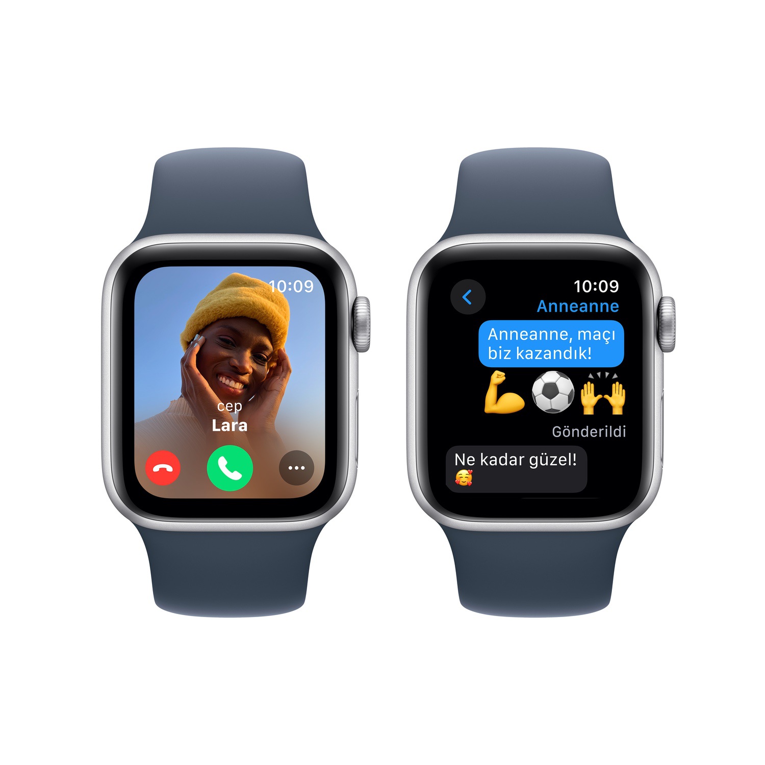 Apple Watch SE GPS + Cellular 40mm Gümüş Rengi Alüminyum Kasa ve Fırtına Mavisi Spor Kordon - M/L  MRGM3TU/A
