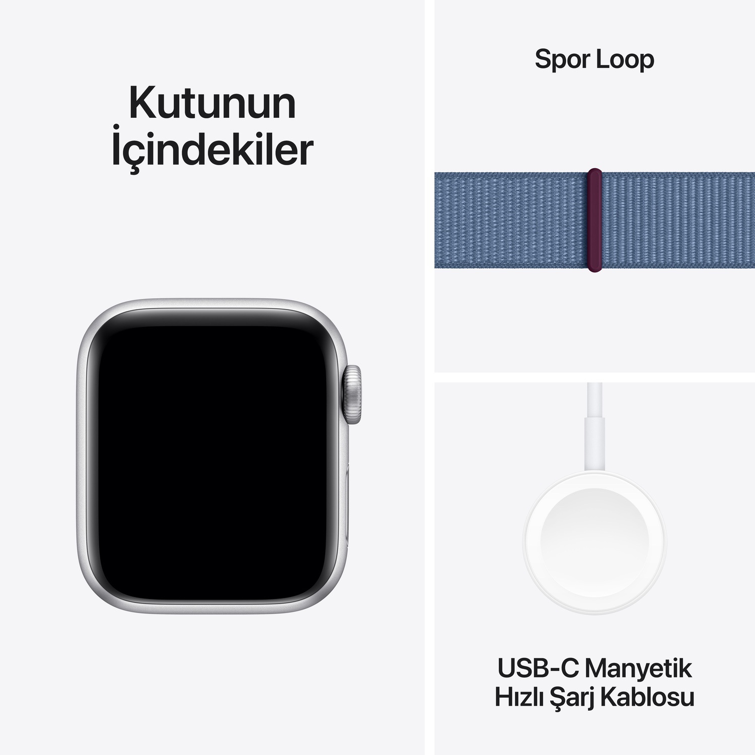 Apple Watch SE GPS + Cellular 40mm Gümüş Rengi Alüminyum Kasa ve Buz Mavisi Spor Loop  MRGQ3TU/A