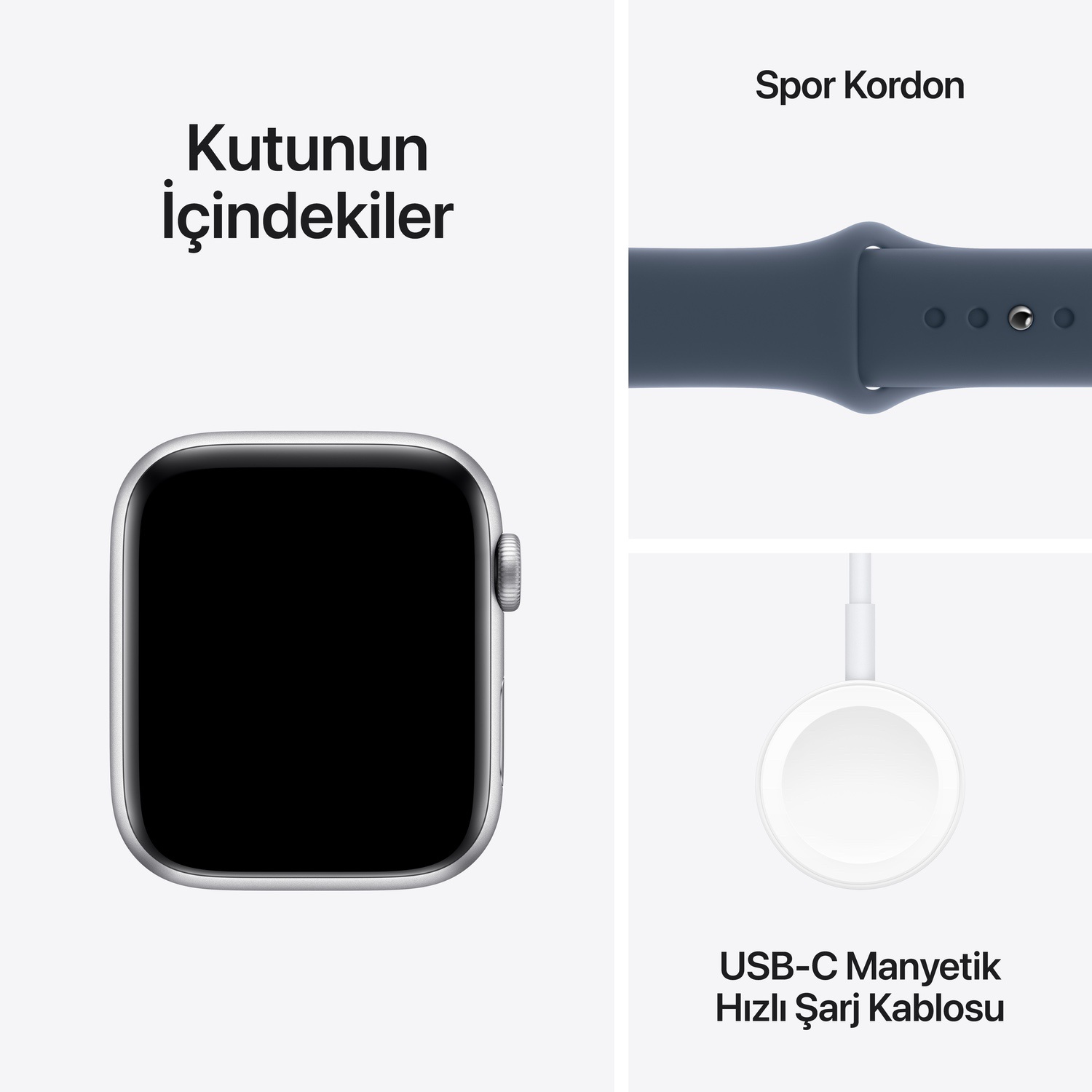 Apple Watch SE GPS + Cellular 44mm Gümüş Rengi Alüminyum Kasa ve Fırtına Mavisi Spor Kordon - S/M  MRHF3TU/A