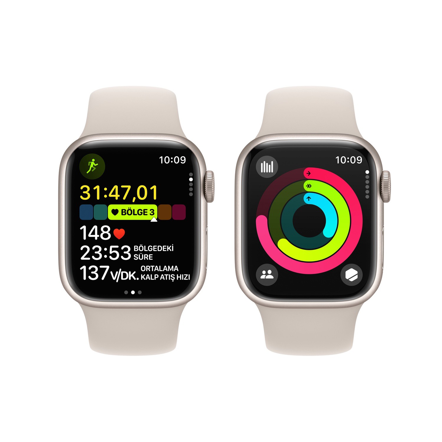 Apple Watch Series 9 GPS + Cellular 41mm Yıldız Işığı Alüminyum Kasa ve Yıldız Işığı Spor Kordon - M/L - MRHP3TU/A MRHP3TU/A