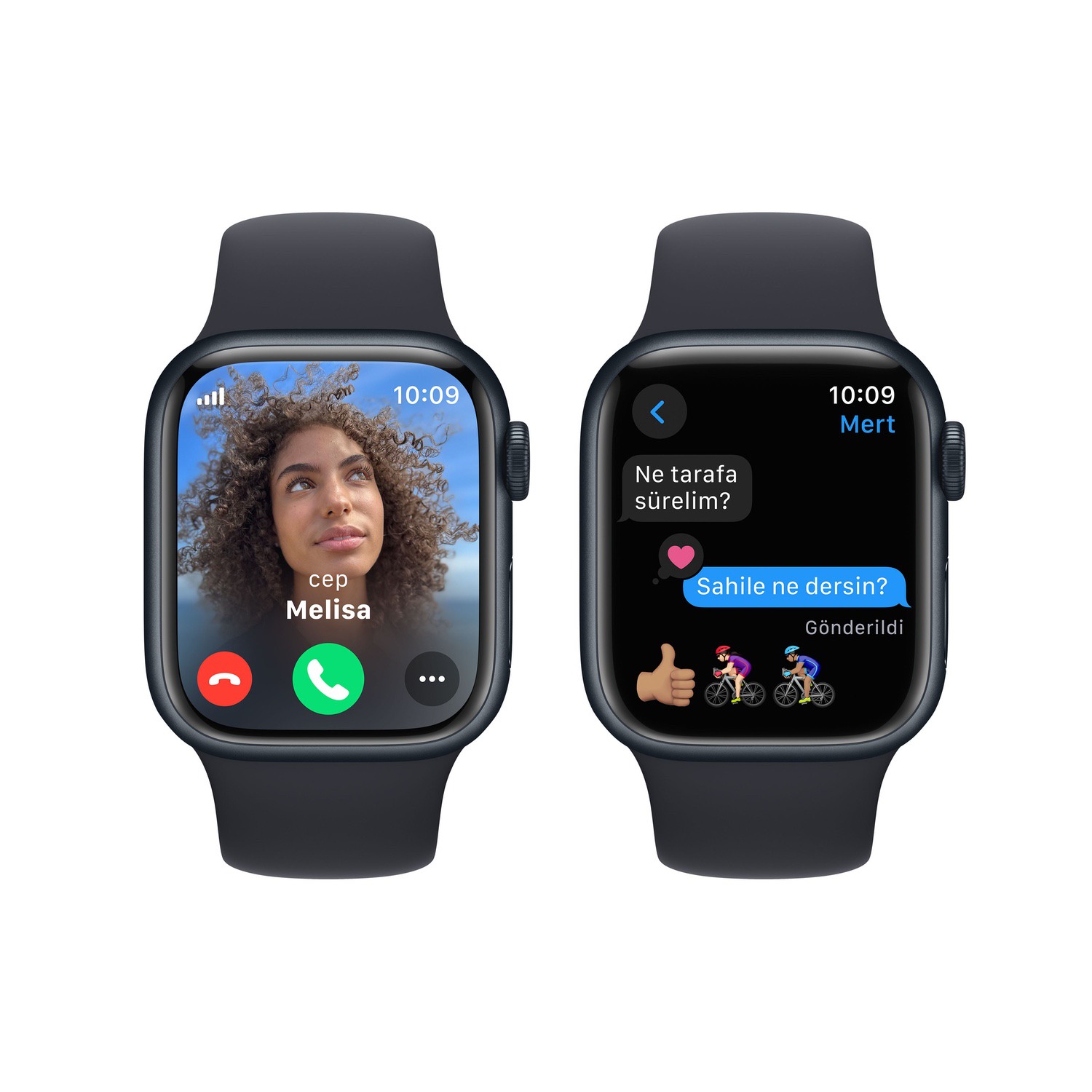 Apple Watch Series 9 GPS + Cellular 41mm Gece Yarısı Alüminyum Kasa ve Gece Yarısı Spor Kordon - S/M  MRHR3TU/A
