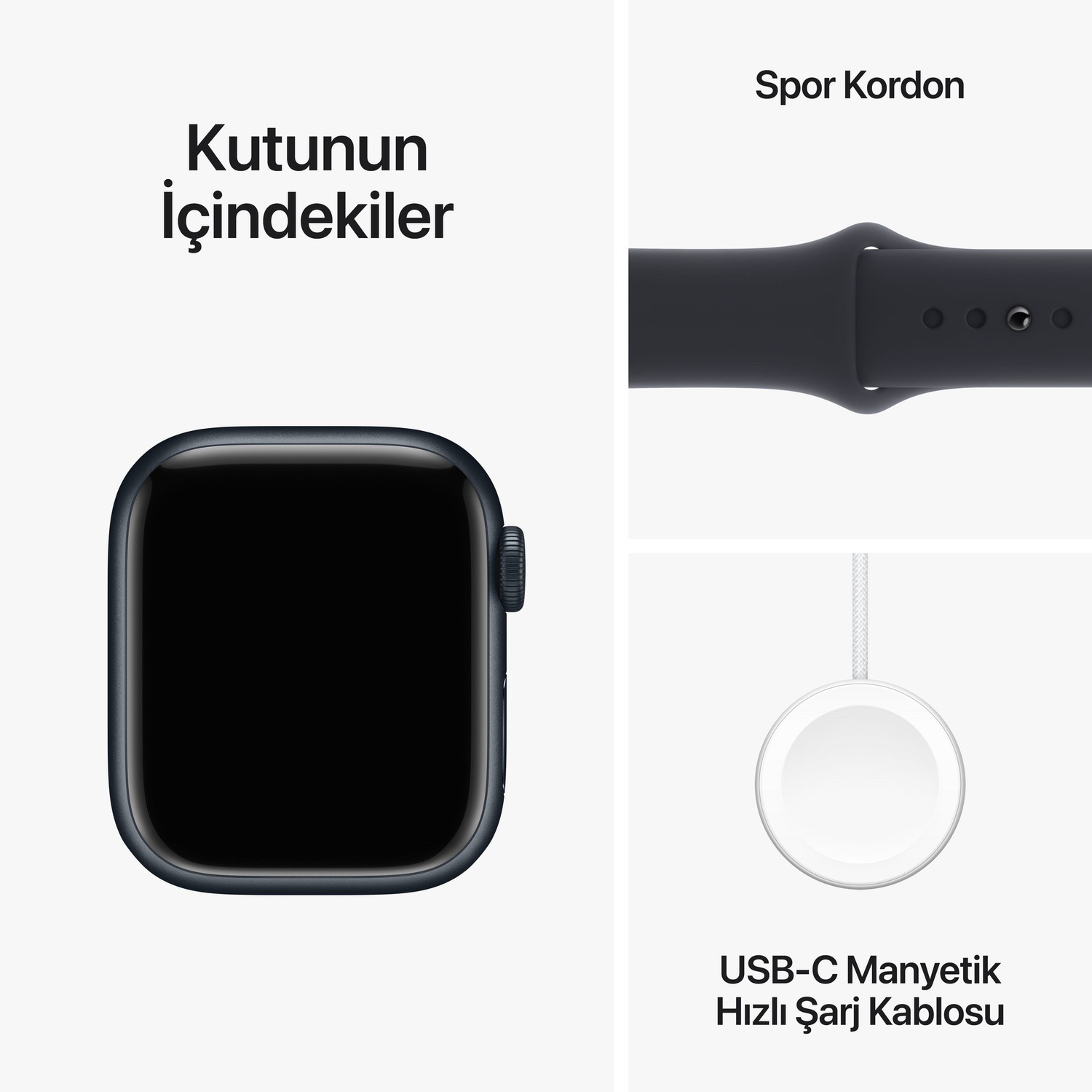 Apple Watch Series 9 GPS + Cellular 41mm Gece Yarısı Alüminyum Kasa ve Gece Yarısı Spor Kordon - S/M  MRHR3TU/A